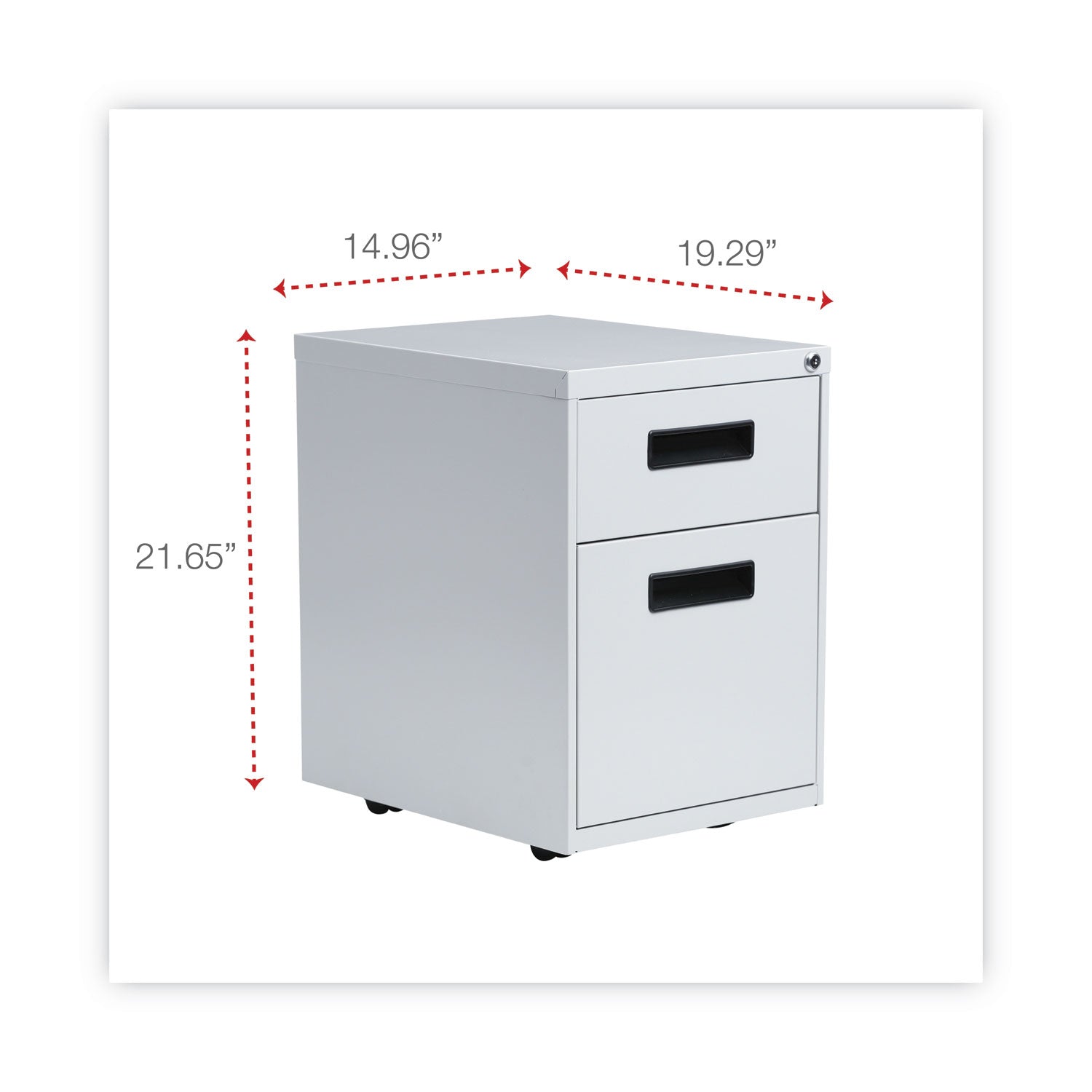 Alera® File Pedestal, Left or Right, 2-Drawers: Box/File, Legal/Letter, Light Gray, 14.96" x 19.29" x 21.65"