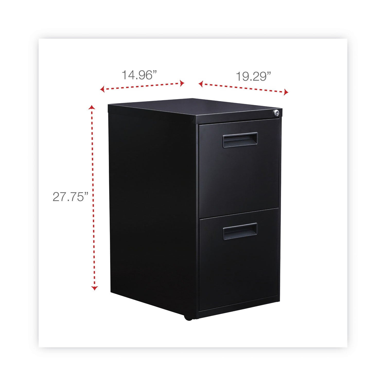 Alera® File Pedestal, Left or Right, 2 Legal/Letter-Size File Drawers, Black, 14.96" x 19.29" x 27.75"