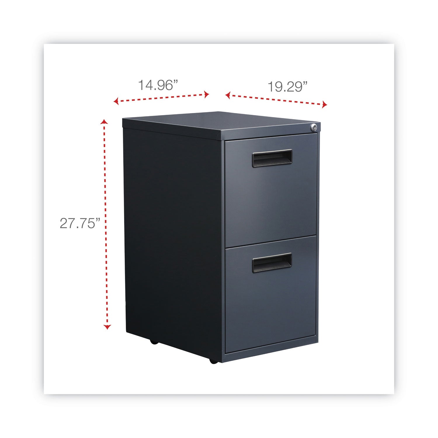 Alera® File Pedestal, Left or Right, 2 Legal/Letter-Size File Drawers, Charcoal, 14.96" x 19.29" x 27.75"