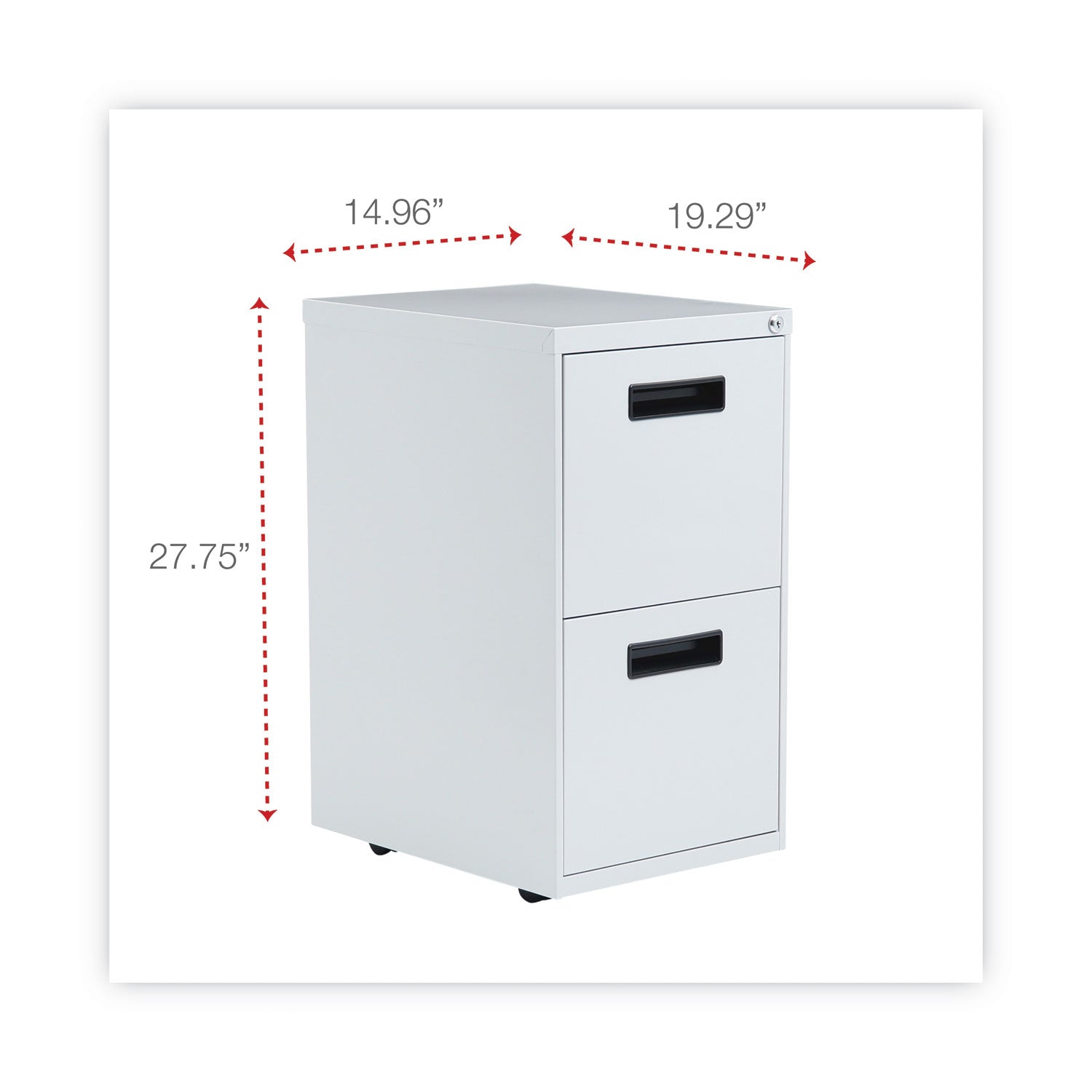 Alera® File Pedestal, Left or Right, 2 Legal/Letter-Size File Drawers, Light Gray, 14.96" x 19.29" x 27.75"