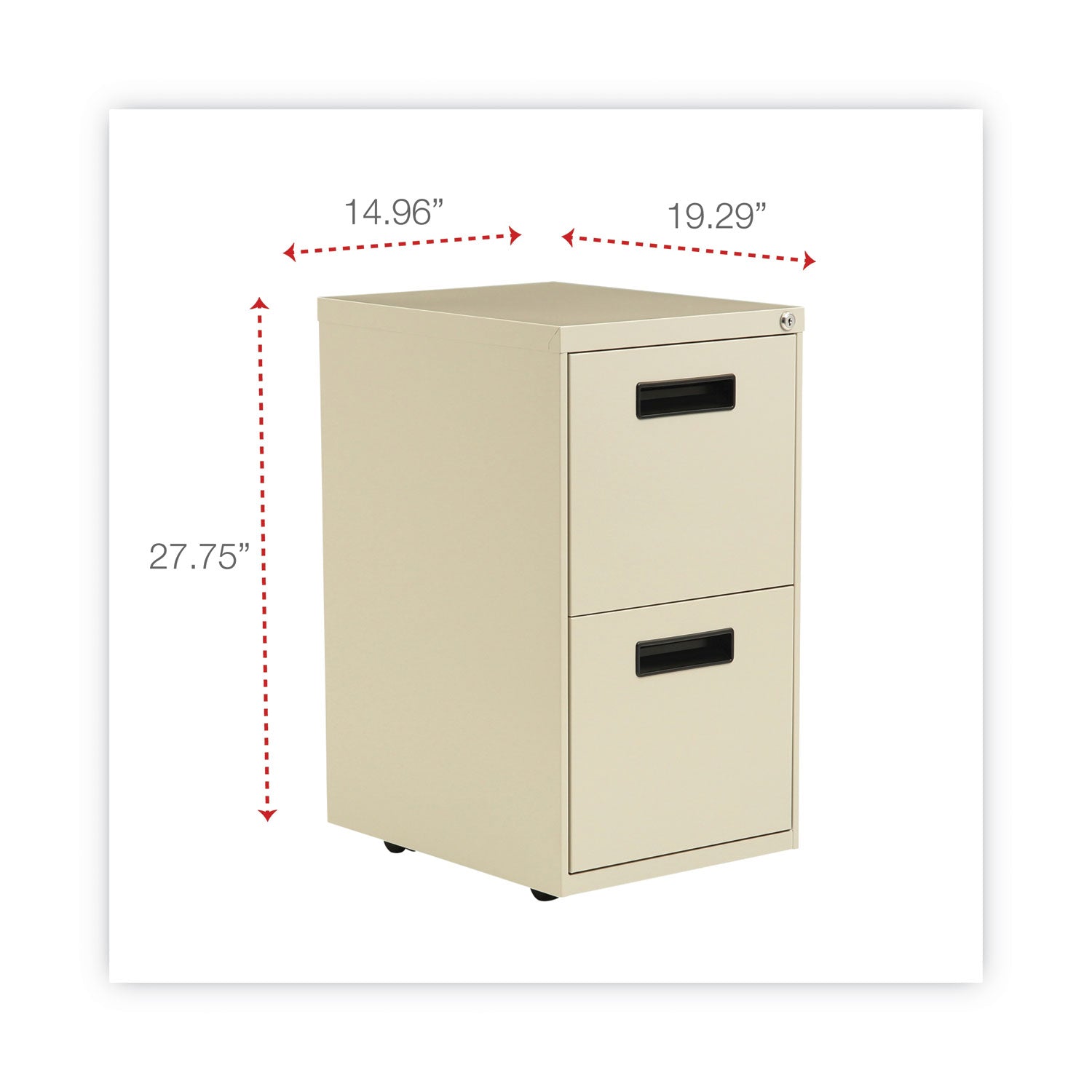 Alera® File Pedestal, Left or Right, 2 Legal/Letter-Size File Drawers, Putty, 14.96" x 19.29" x 27.75"