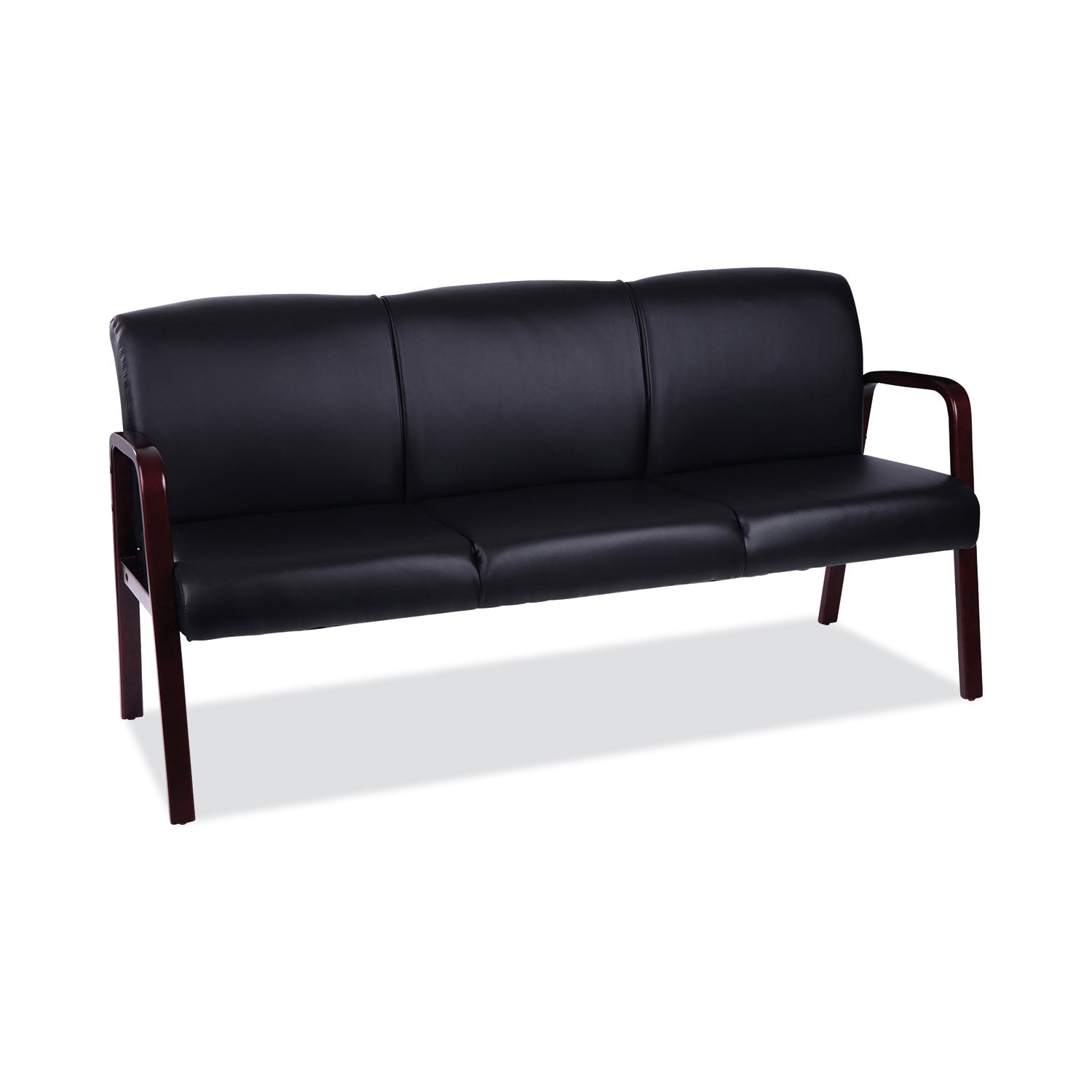 Alera Reception Lounge WL 3-Seat Sofa, 65.75w x 26d.13 x 33h, Black/Mahogany