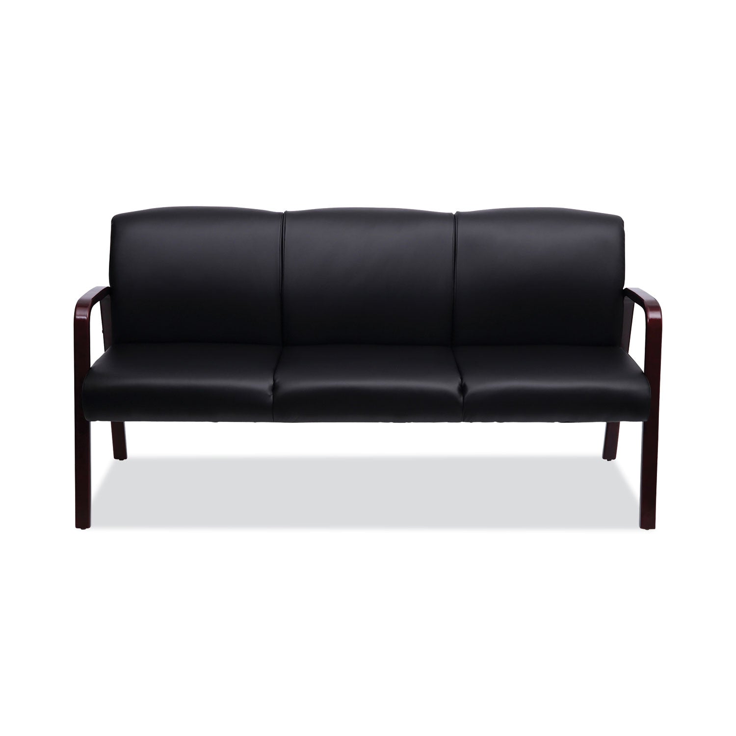 Alera® Alera Reception Lounge WL 3-Seat Sofa, 65.75w x 26d.13 x 33h, Black/Mahogany