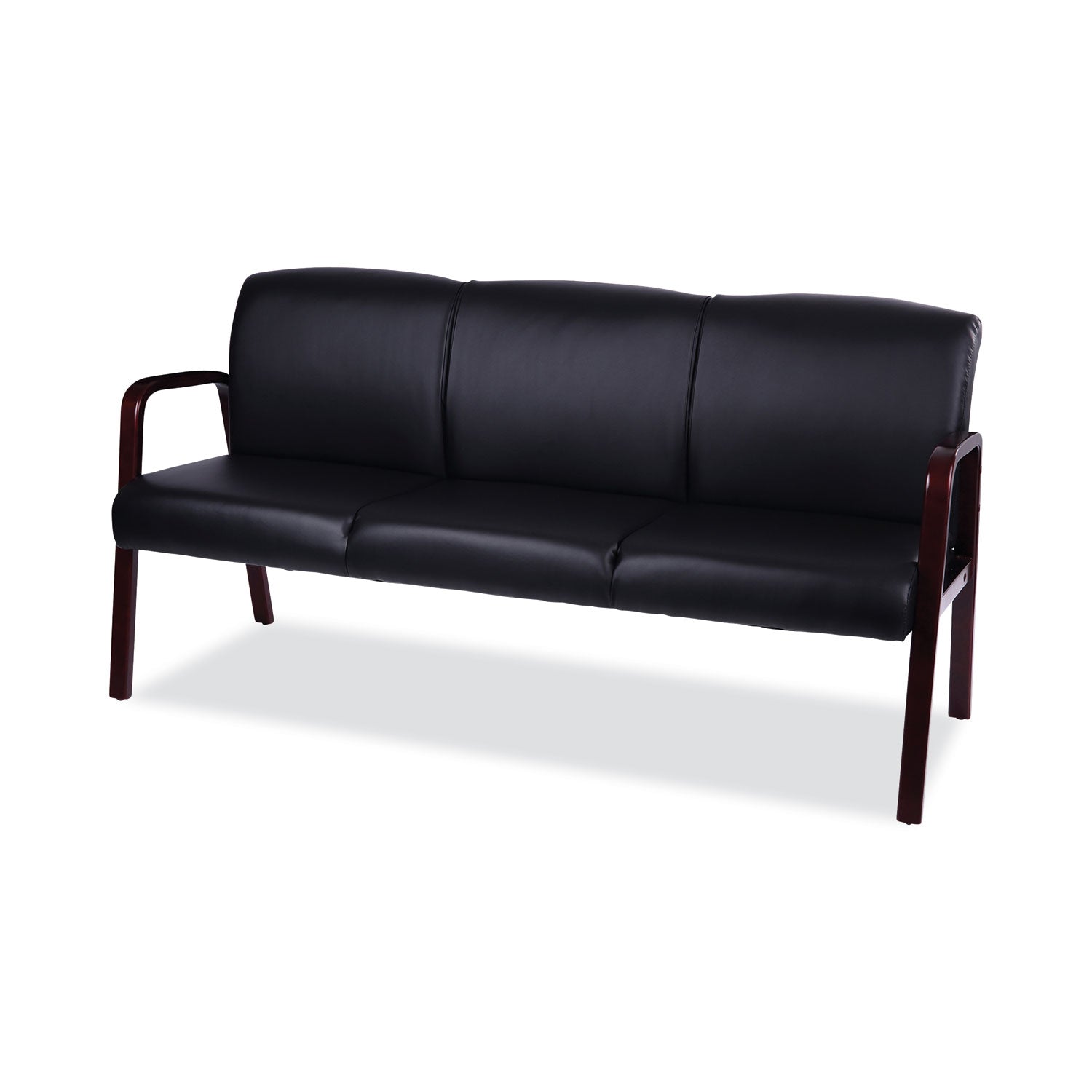 Alera® Alera Reception Lounge WL 3-Seat Sofa, 65.75w x 26d.13 x 33h, Black/Mahogany