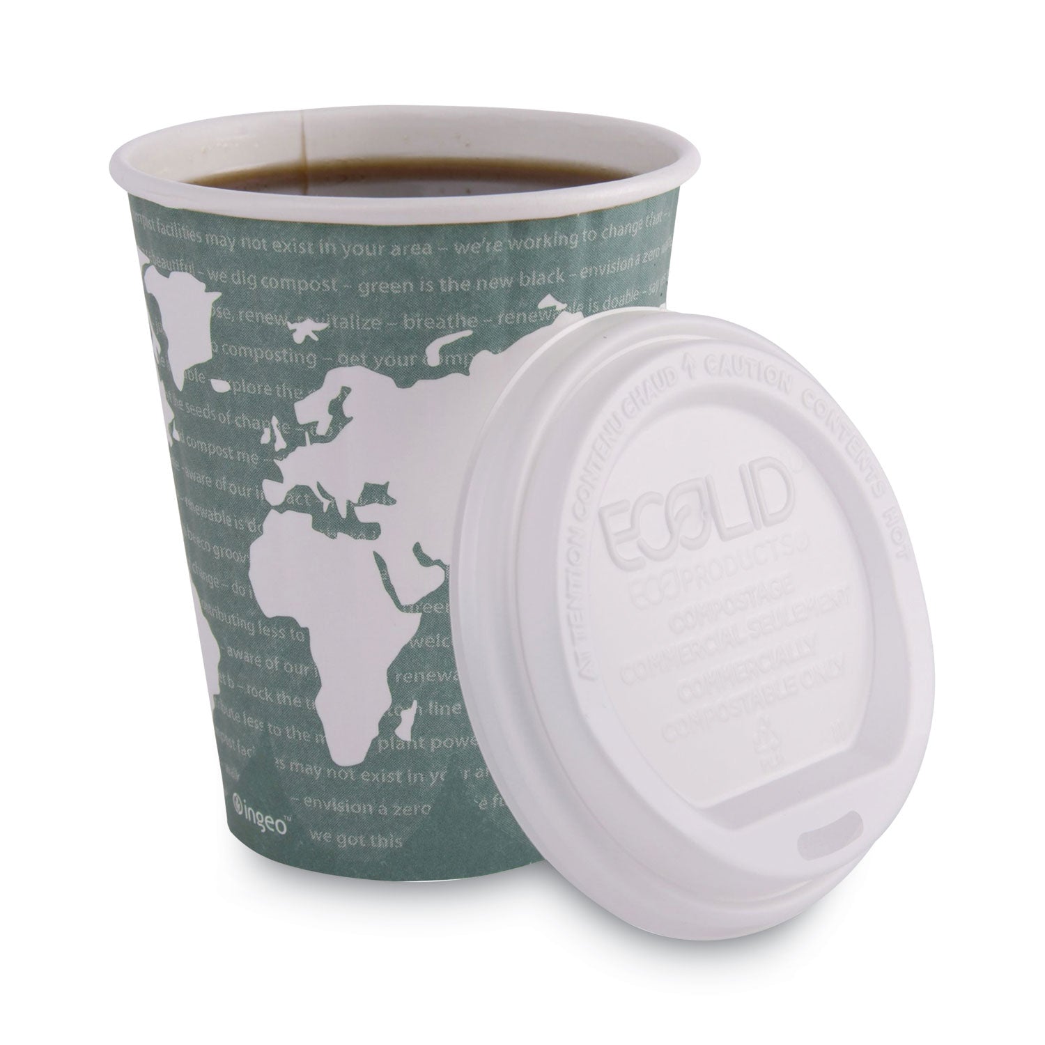 Eco-Products® World Art Renewable and Compostable Insulated Hot Cups, PLA, 12 oz, 40/Packs, 15 Packs/Carton