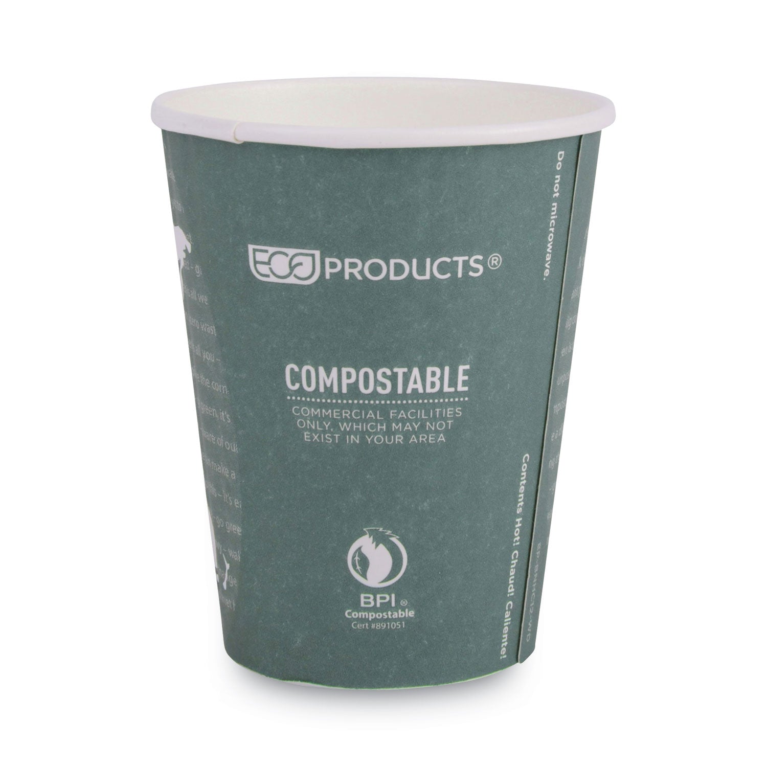 Eco-Products® World Art Renewable and Compostable Insulated Hot Cups, PLA, 12 oz, 40/Packs, 15 Packs/Carton