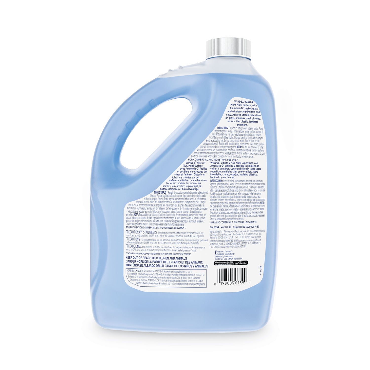 Windex® Glass Cleaner with Ammonia-D, 1 gal Bottle, 4/Carton