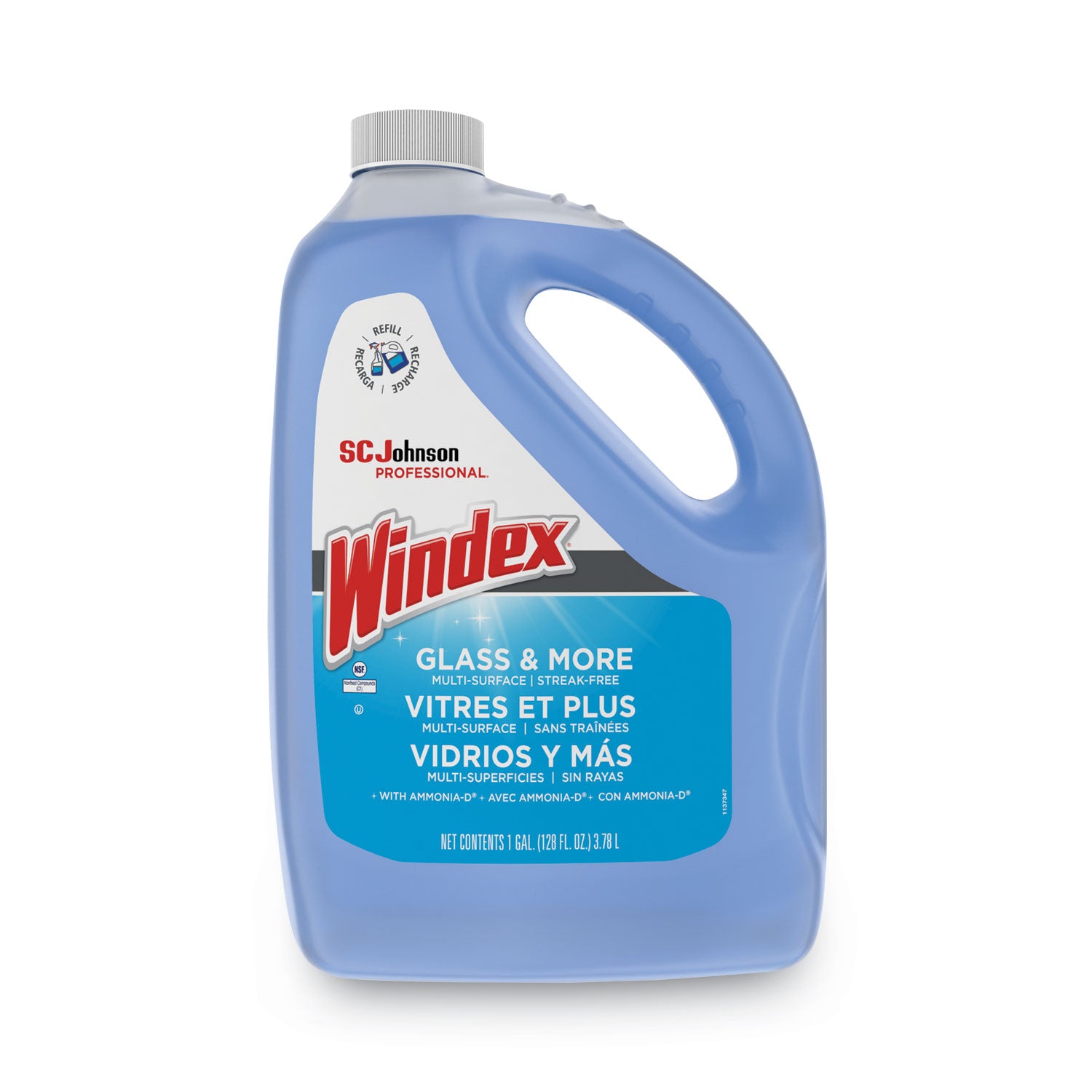 Windex® Glass Cleaner with Ammonia-D, 1 gal Bottle, 4/Carton