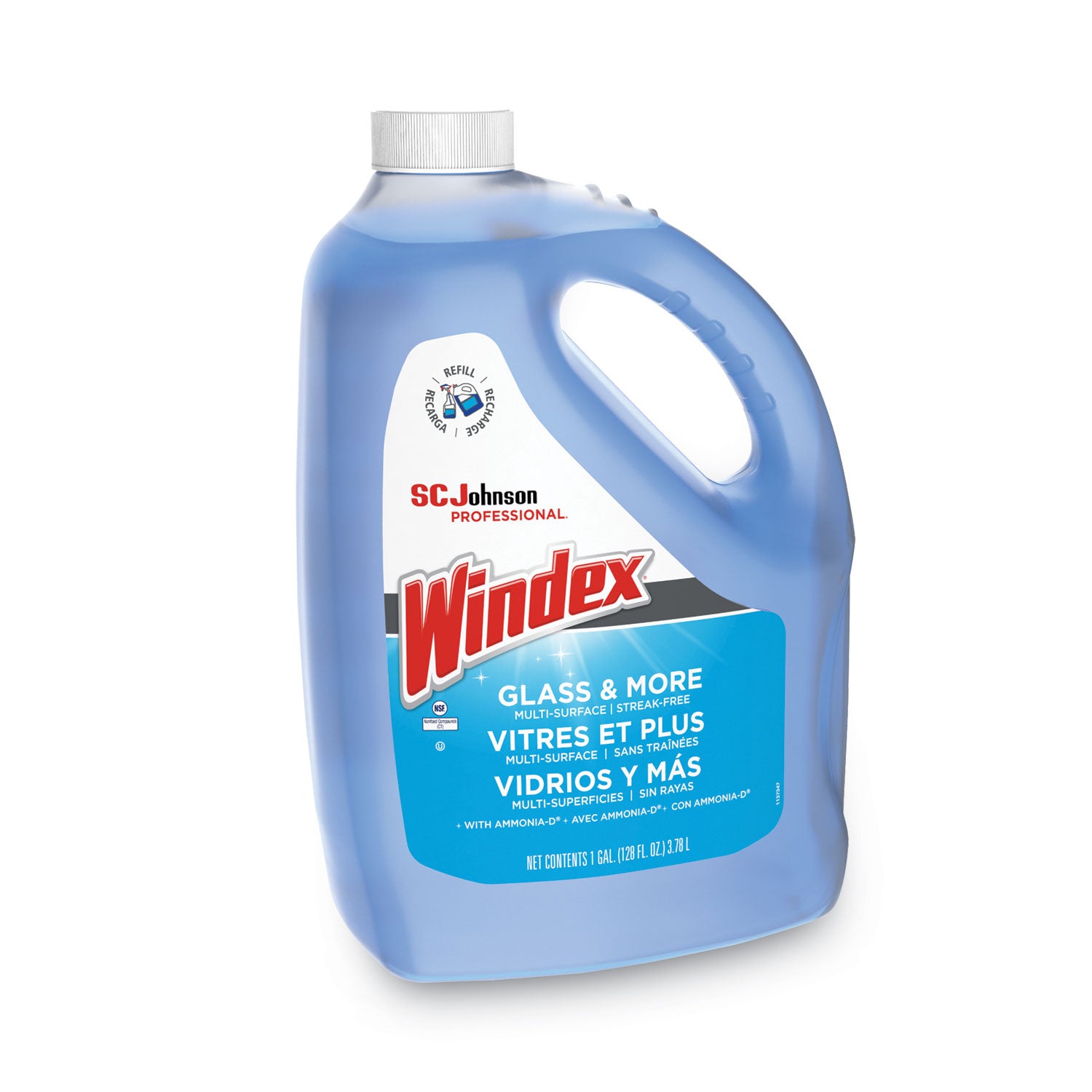 Windex® Glass Cleaner with Ammonia-D, 1 gal Bottle, 4/Carton