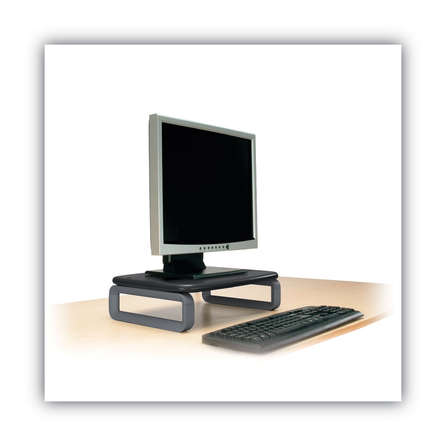 Kensington® Monitor Stand with SmartFit, For 24" Monitors, 15.5" x 12" x 3" to 6", Black/Gray, Supports 80 lbs