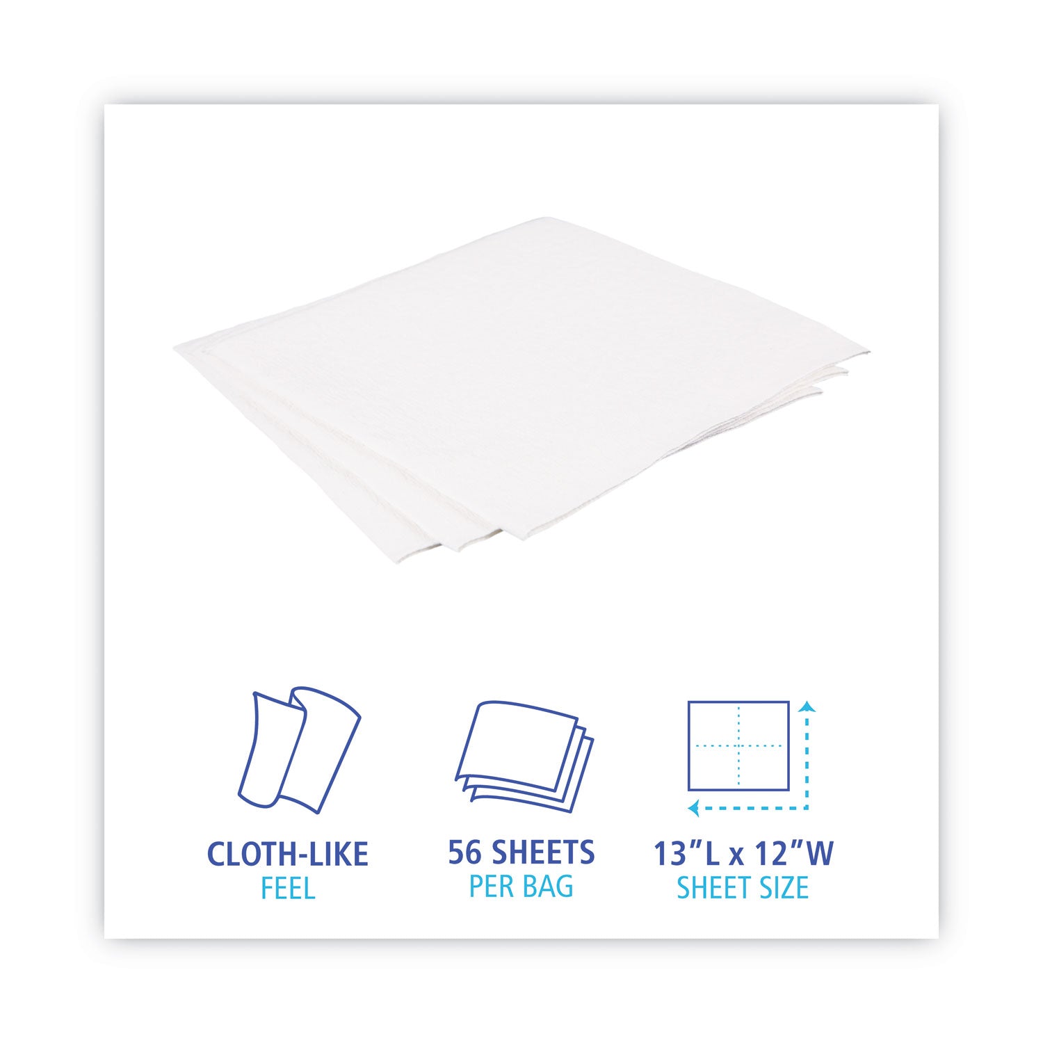 Boardwalk® DRC Wipers, 12 x 13, White, 56 Bag, 18 Bags/Carton