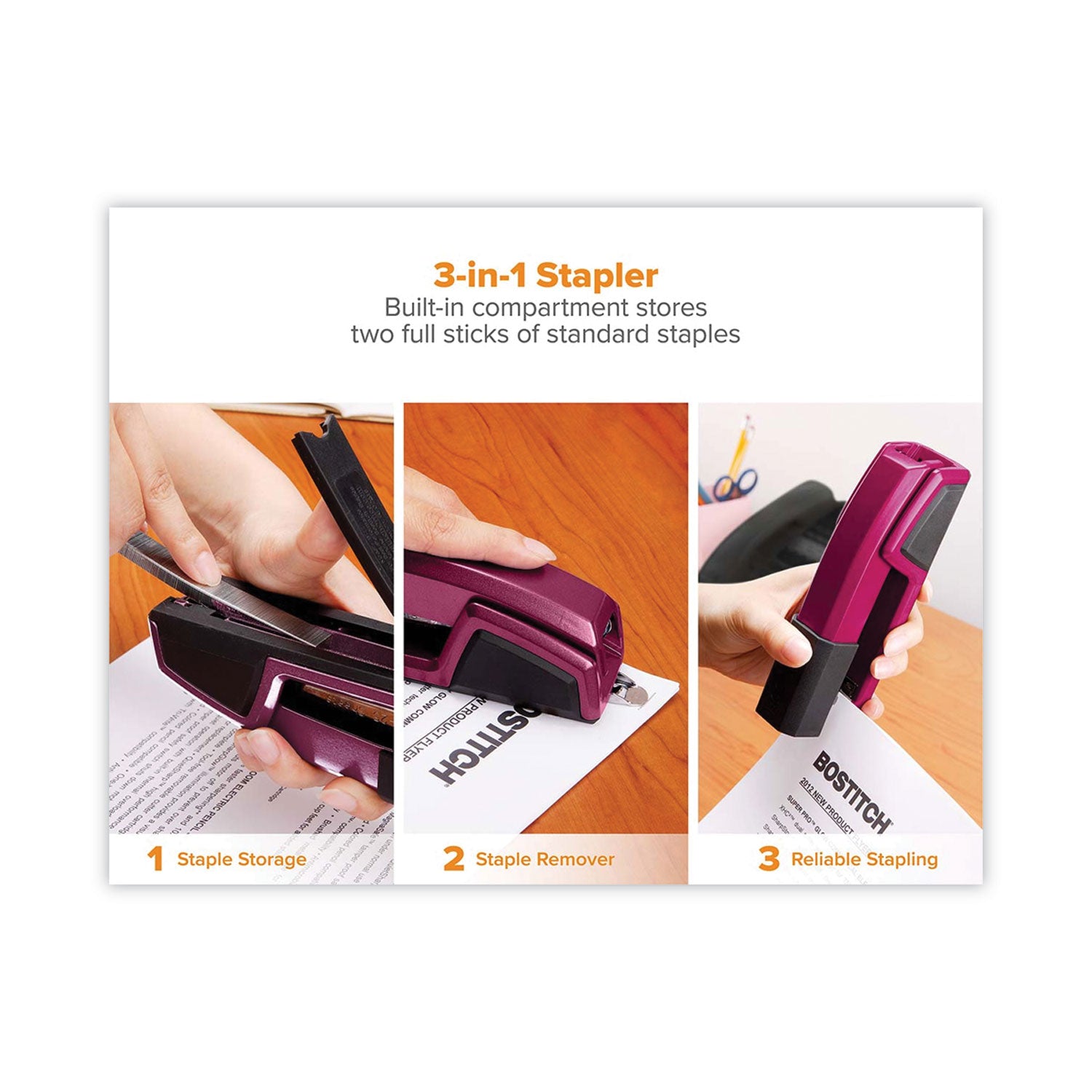 Bostitch® Epic Stapler, 25-Sheet Capacity, Magenta