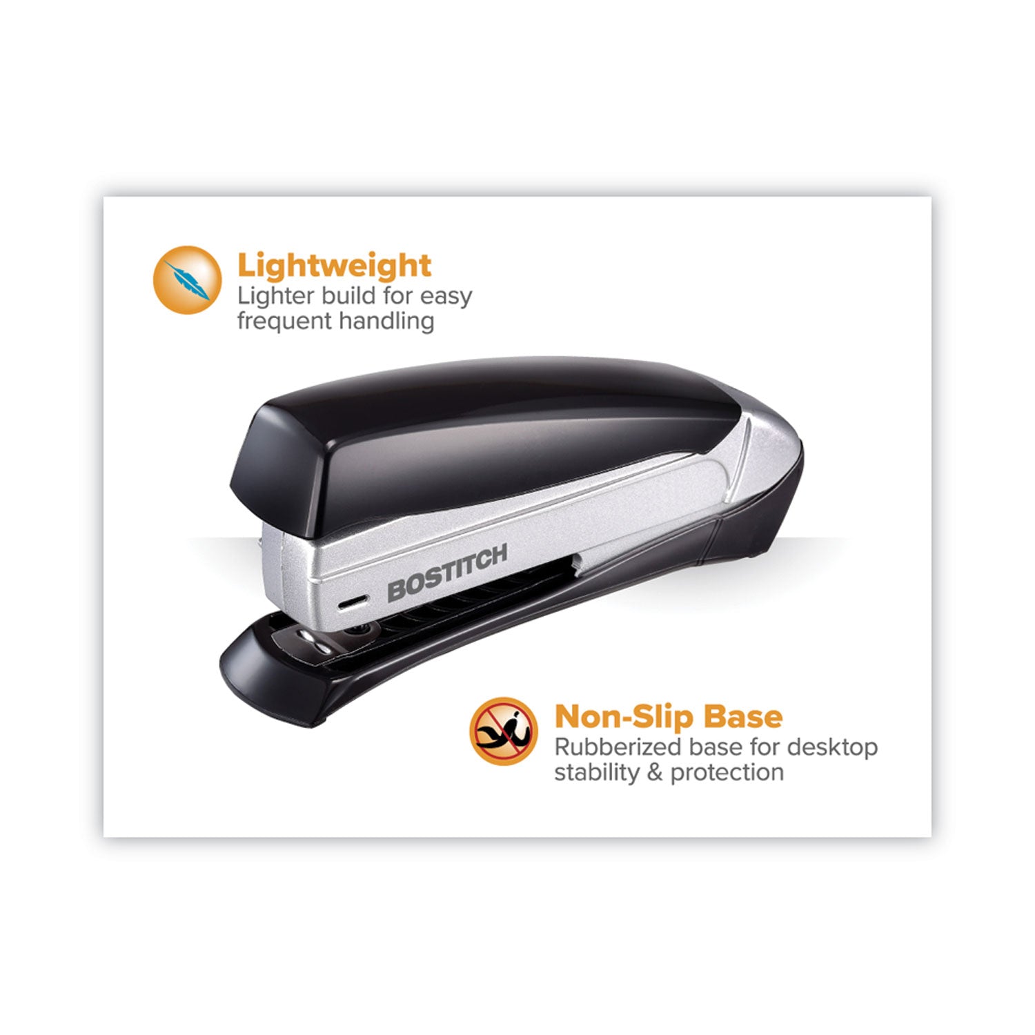 Bostitch® Inspire Premium Spring-Powered Full-Strip Stapler, 20-Sheet Capacity, Black/Silver