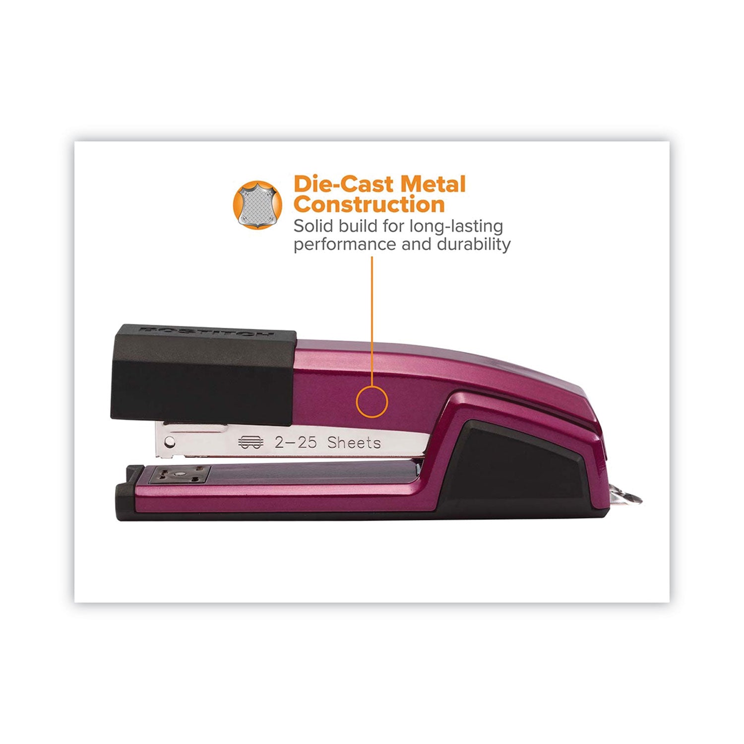 Bostitch® Epic Stapler, 25-Sheet Capacity, Magenta