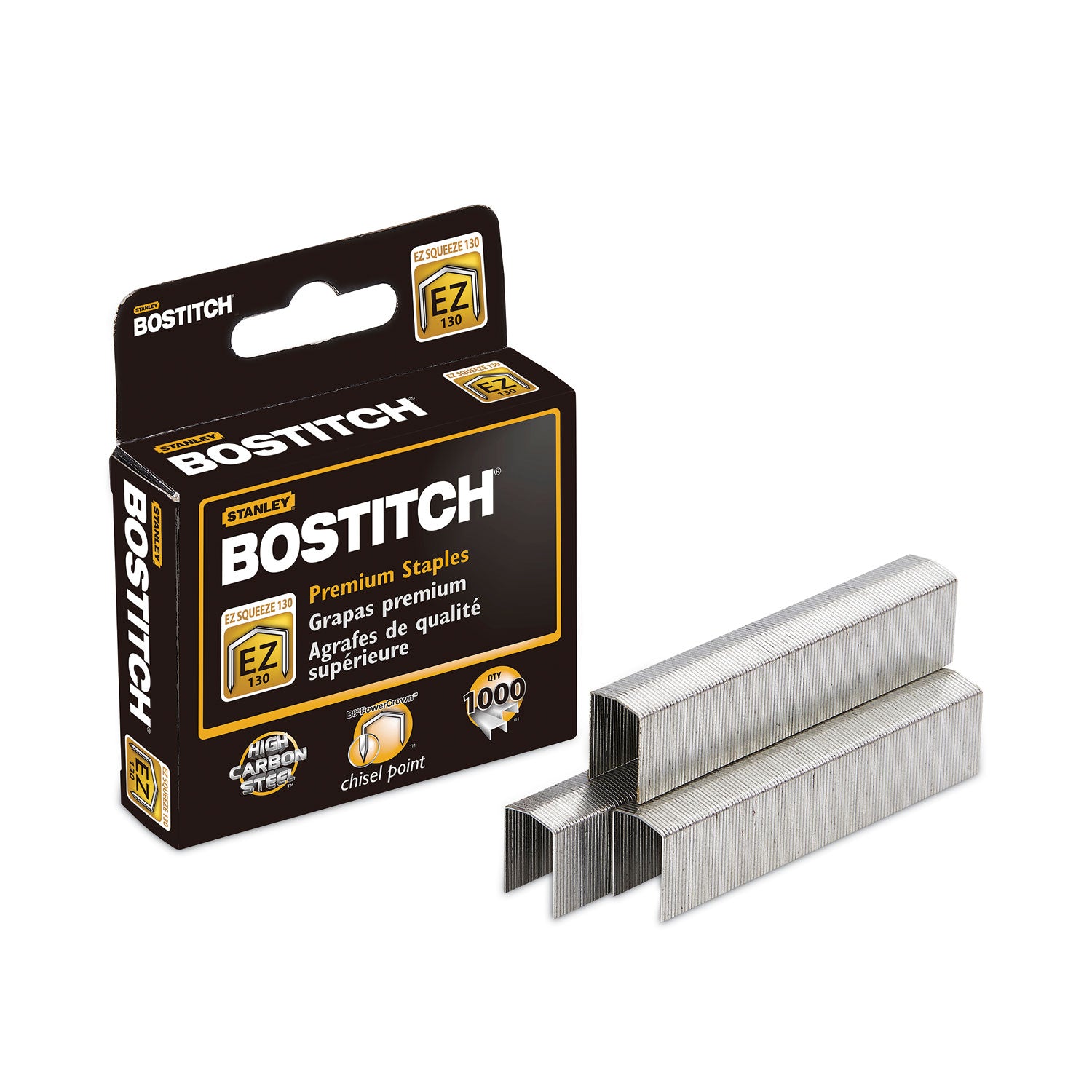 Bostitch® EZ Squeeze B8 PowerCrown Premium Staples, 0.5" Leg, 0.5" Crown, Steel, 1,000/Box