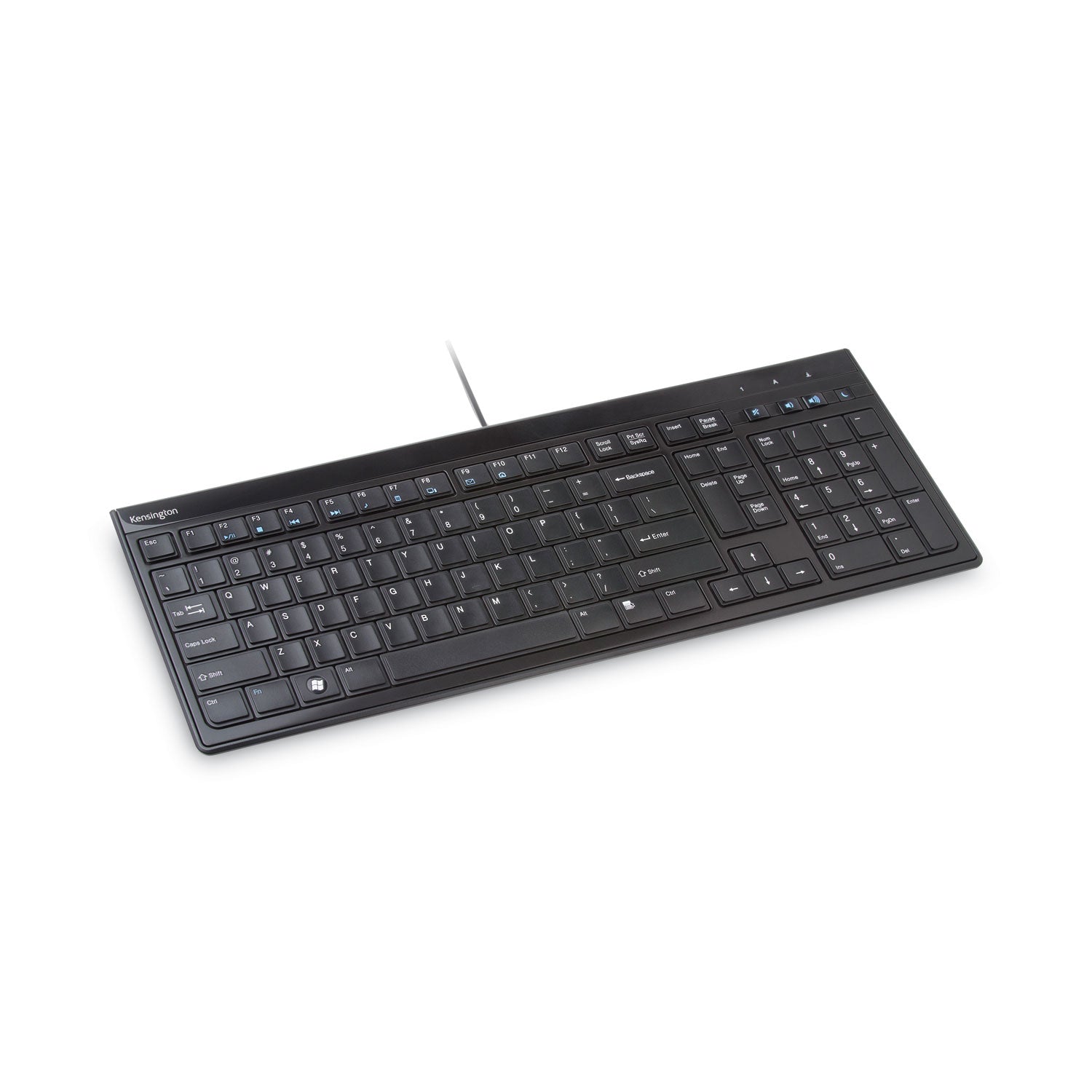 Kensington® Slim Type Standard Keyboard, 104 Keys, Black