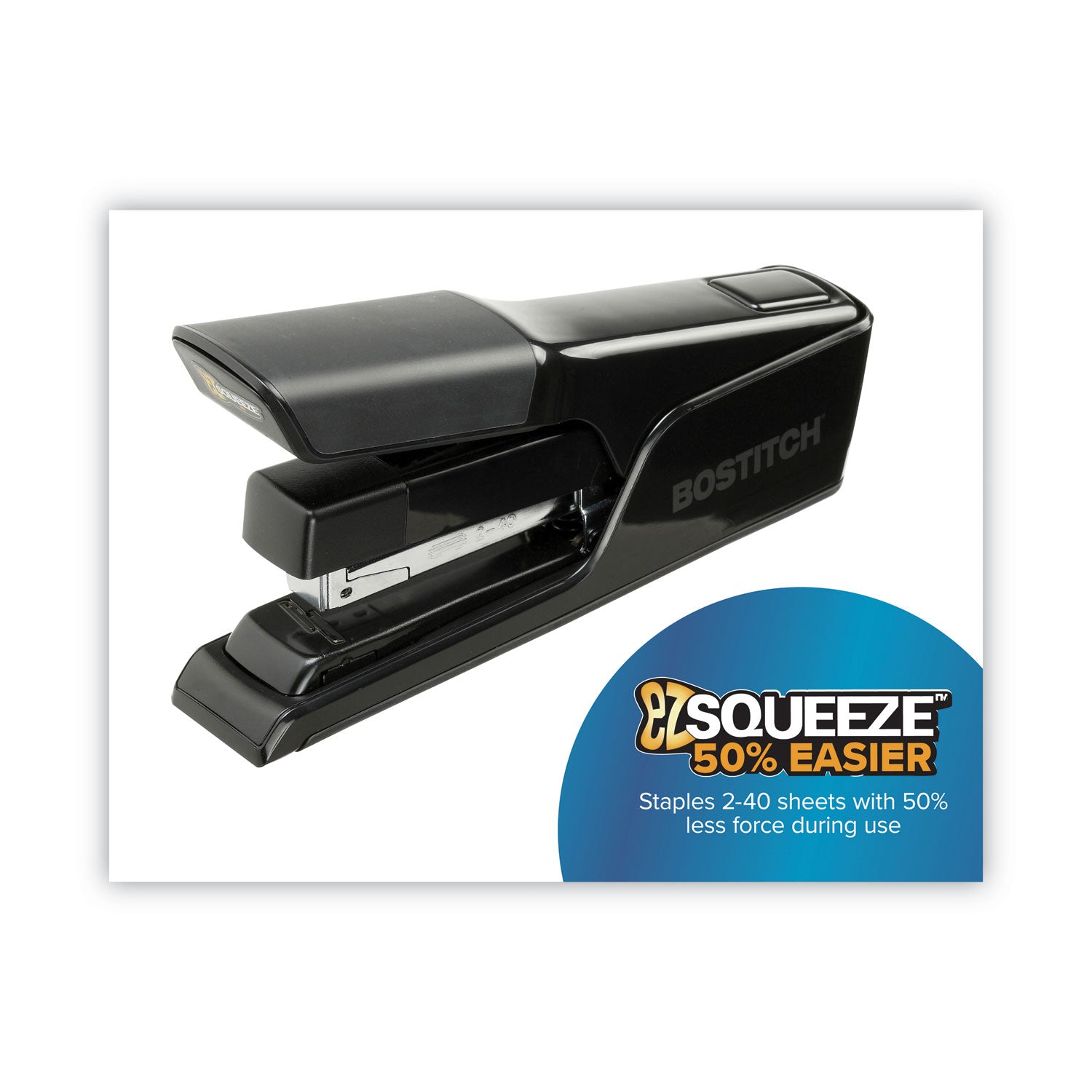 Bostitch® EZ Squeeze 40 Stapler, 40-Sheet Capacity, Black