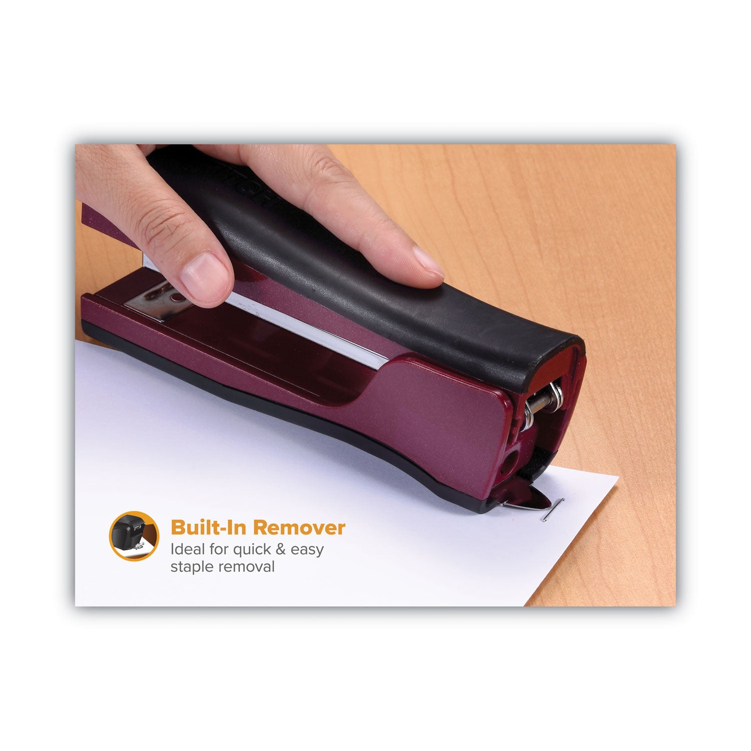 Bostitch® Dynamo Stapler, 20-Sheet Capacity, Wine Metallic