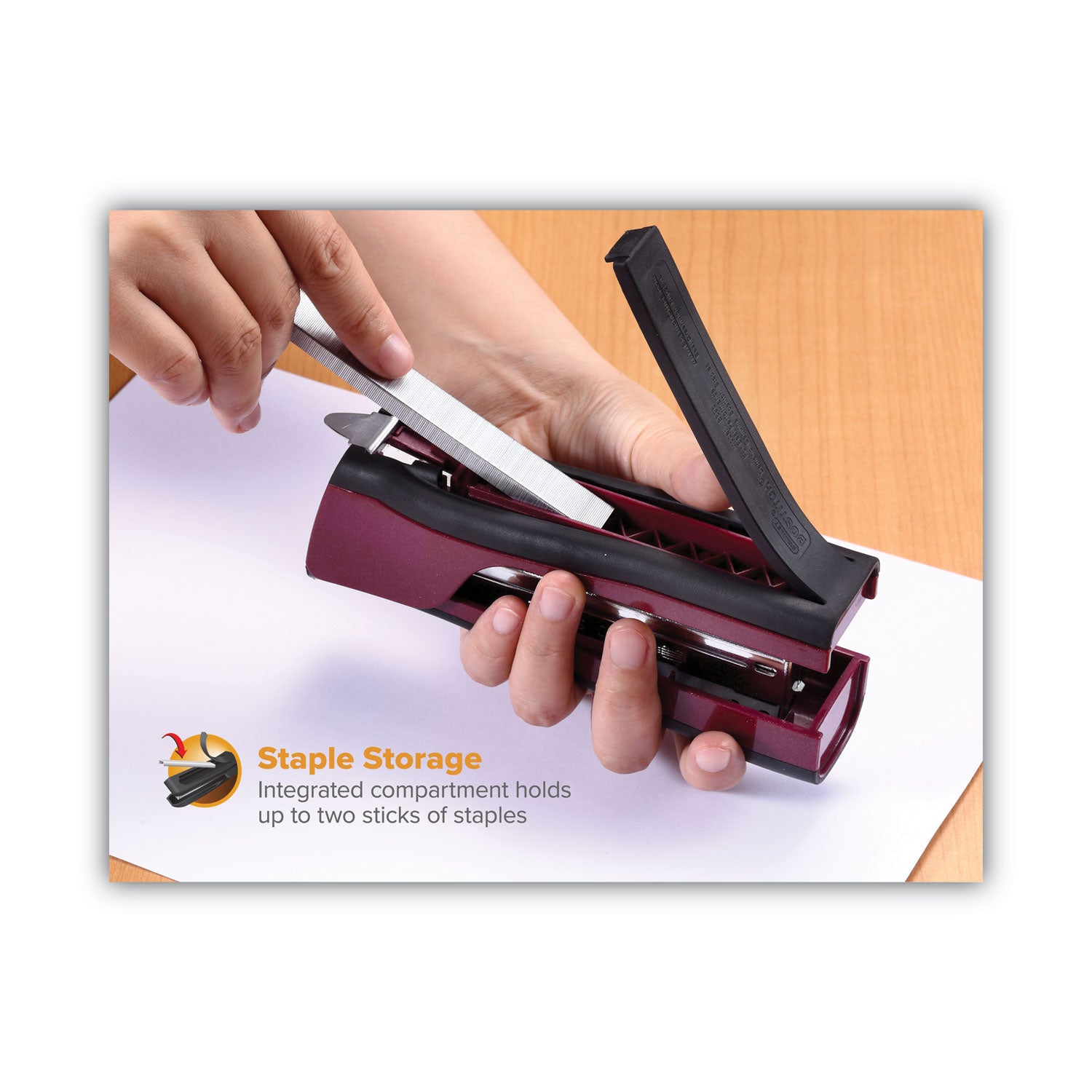 Bostitch® Dynamo Stapler, 20-Sheet Capacity, Wine Metallic