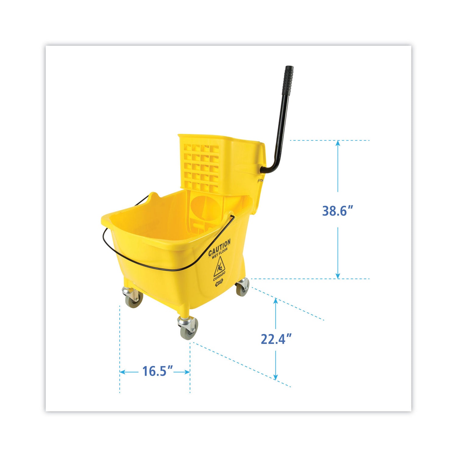 Boardwalk® Pro-Pac Side-Squeeze Wringer/Bucket Combo, 8.75 gal, Yellow/Silver