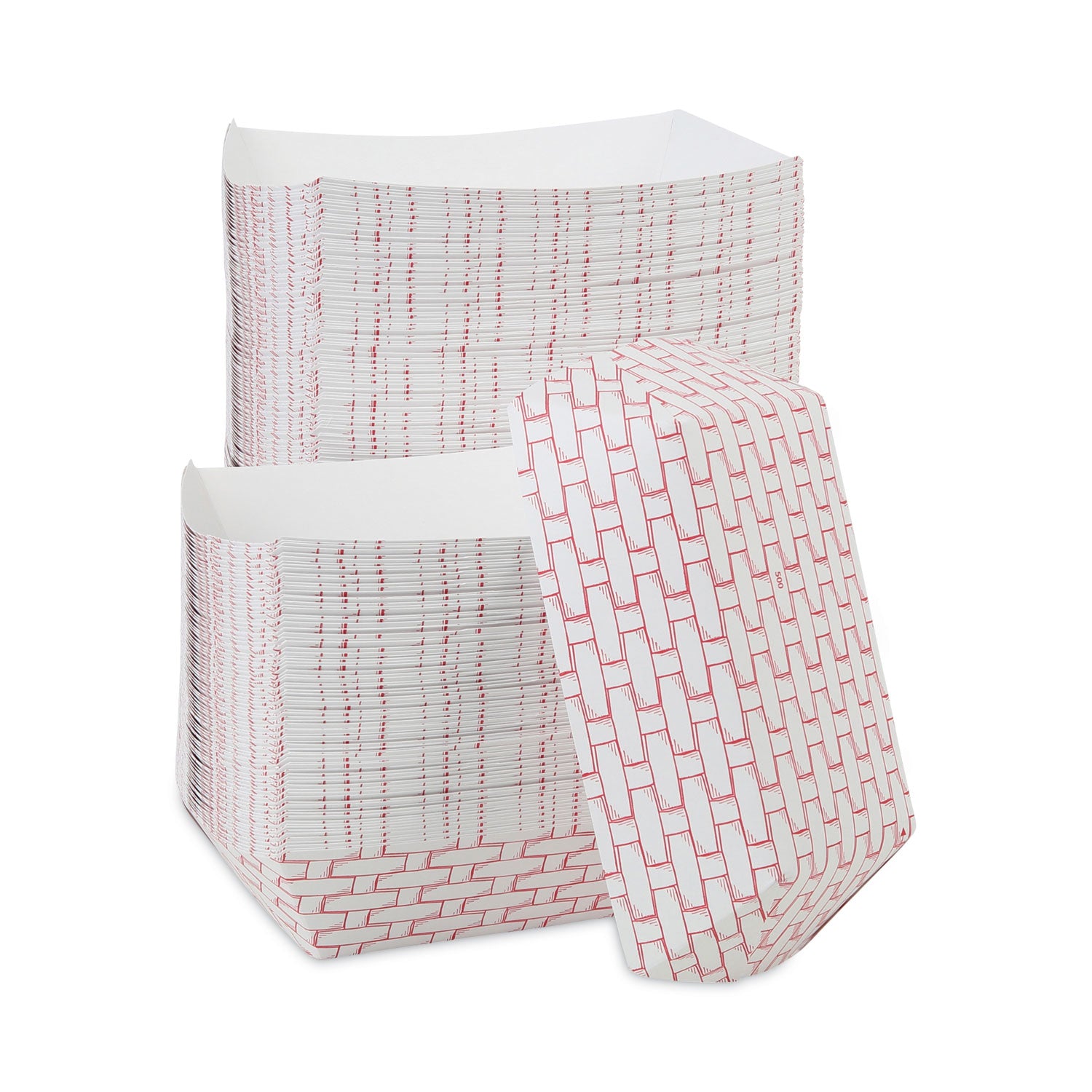 Boardwalk® Paper Food Baskets, 5 lb Capacity, Red/White, 500/Carton