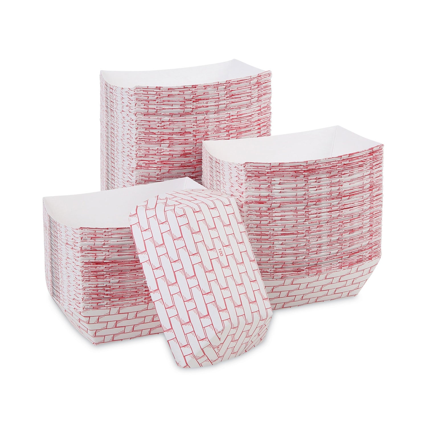 Boardwalk® Paper Food Baskets, 1 lb Capacity, Red/White, 1,000/Carton