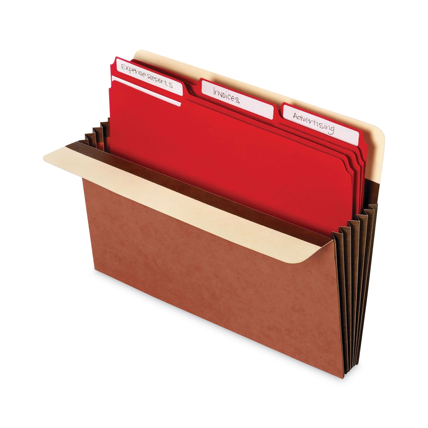 Universal® Redrope Expanding File Pockets, 7" Expansion, Letter Size, Brown, 5/Box