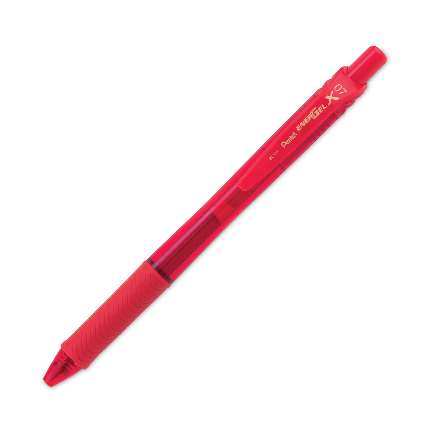 Pentel® EnerGel-X Gel Pen, Retractable, Medium 0.7 mm, Red Ink, Translucent Red/Red Barrel, Dozen