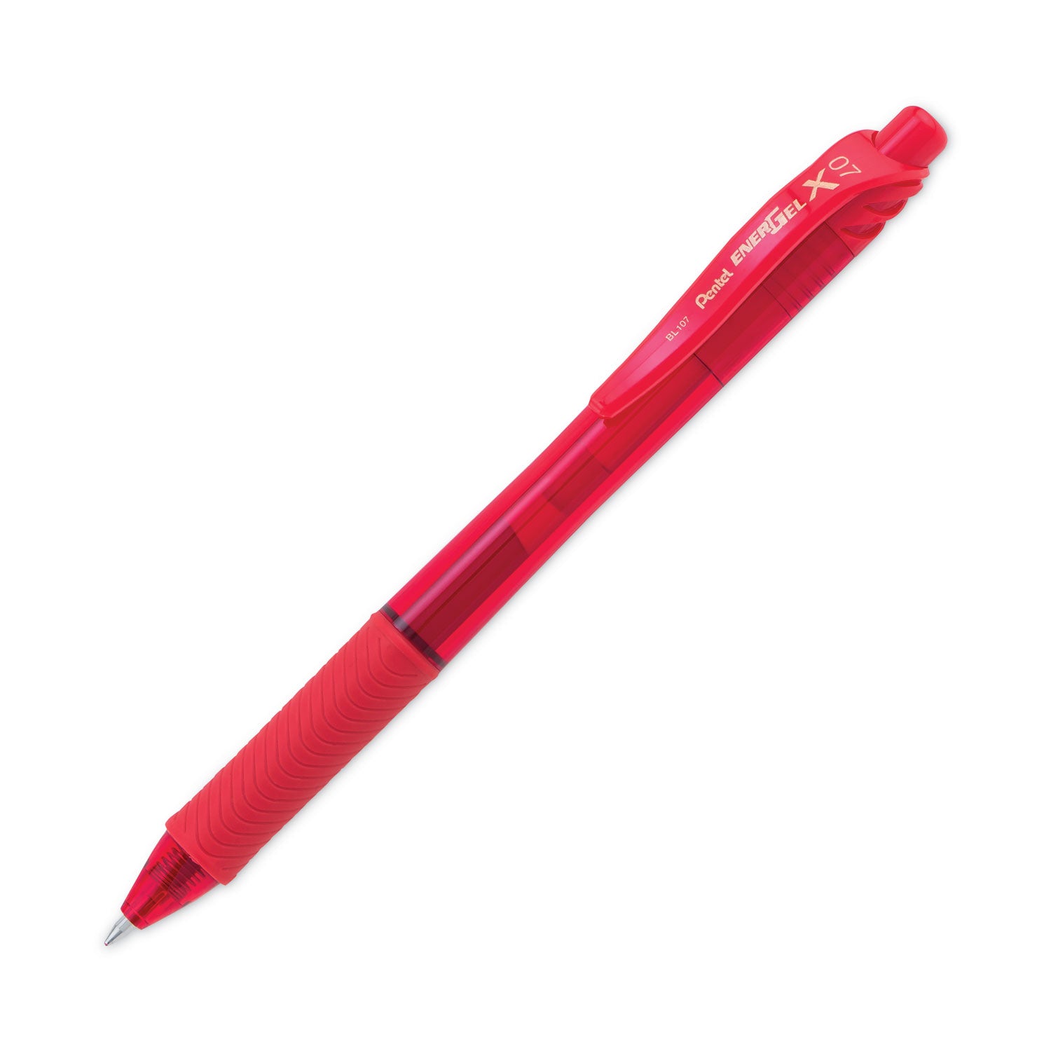 Pentel® EnerGel-X Gel Pen, Retractable, Medium 0.7 mm, Red Ink, Translucent Red/Red Barrel, Dozen