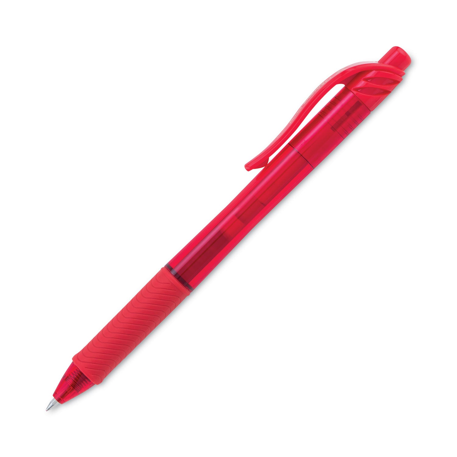 Pentel® EnerGel-X Gel Pen, Retractable, Medium 0.7 mm, Red Ink, Translucent Red/Red Barrel, Dozen