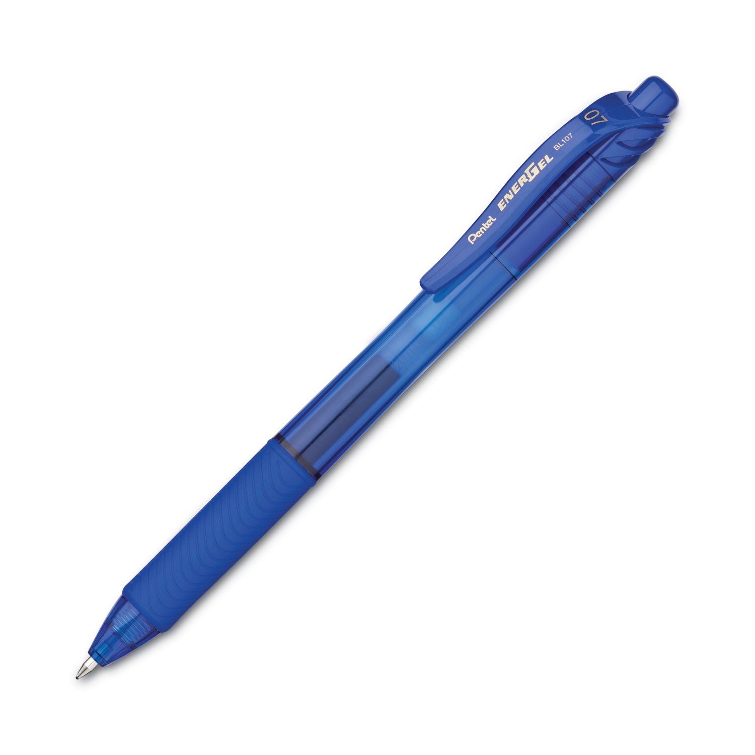 Pentel® EnerGel-X Gel Pen, Retractable, Medium 0.7 mm, Blue Ink, Translucent Blue/Blue Barrel, Dozen