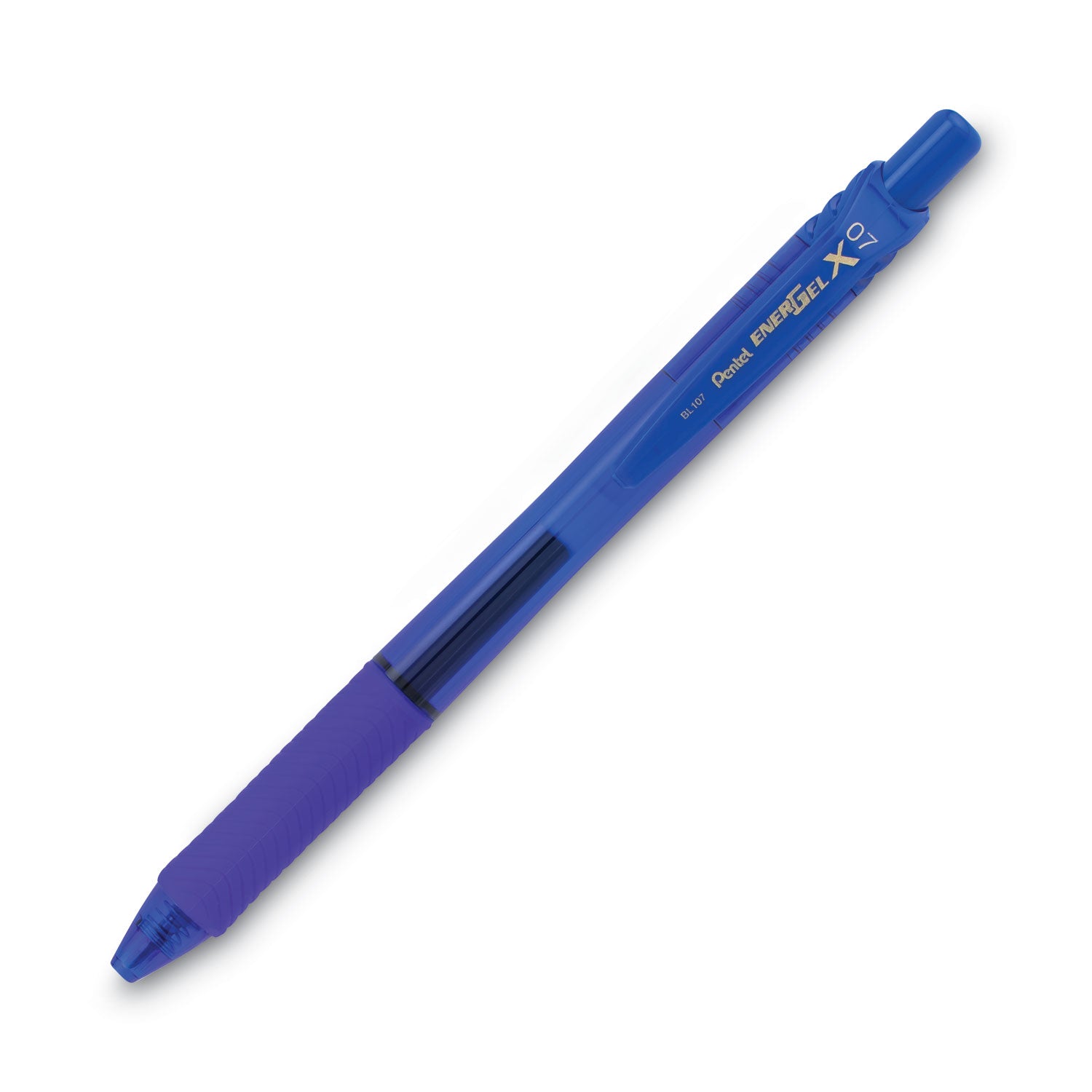 Pentel® EnerGel-X Gel Pen, Retractable, Medium 0.7 mm, Blue Ink, Translucent Blue/Blue Barrel, Dozen