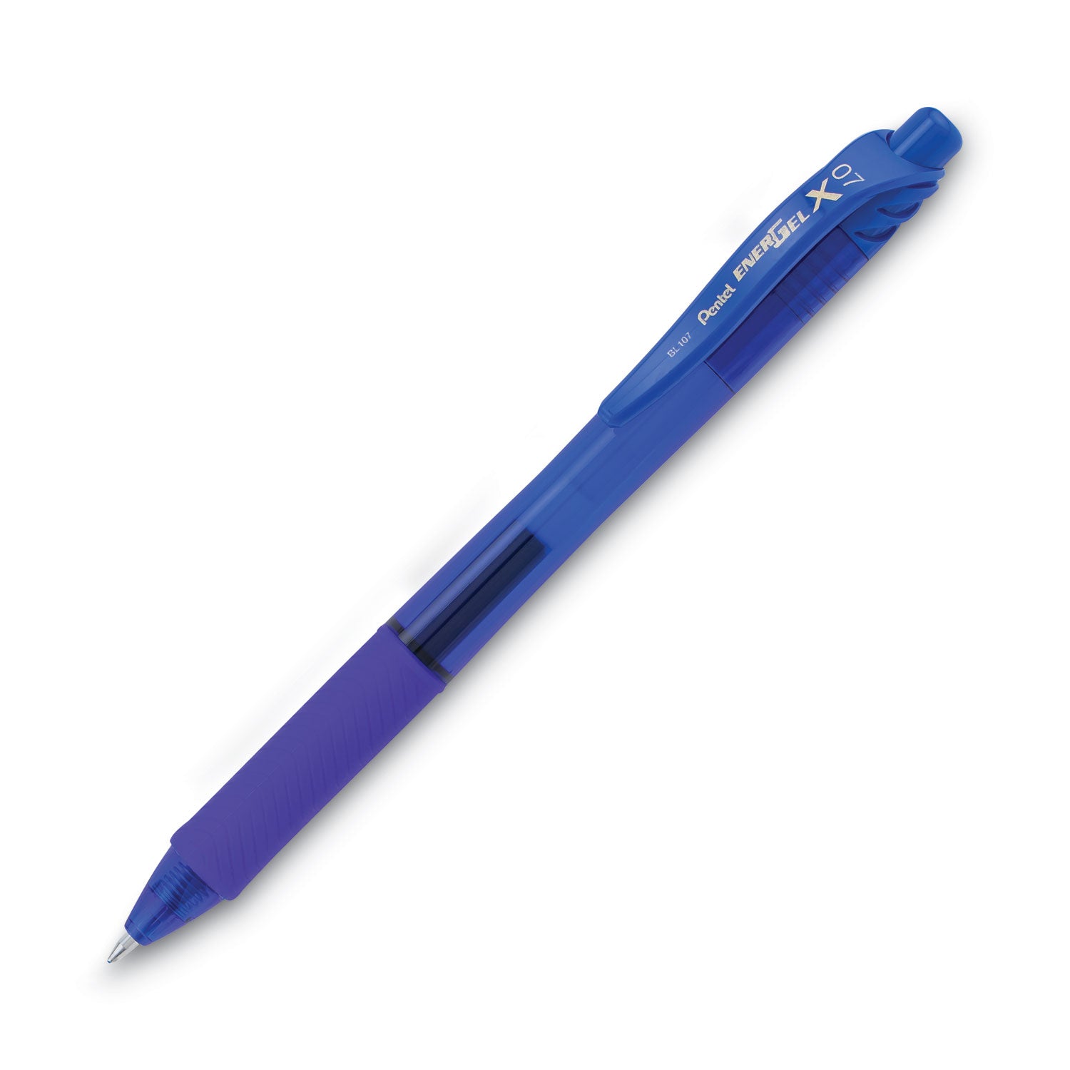 Pentel® EnerGel-X Gel Pen, Retractable, Medium 0.7 mm, Blue Ink, Translucent Blue/Blue Barrel, Dozen