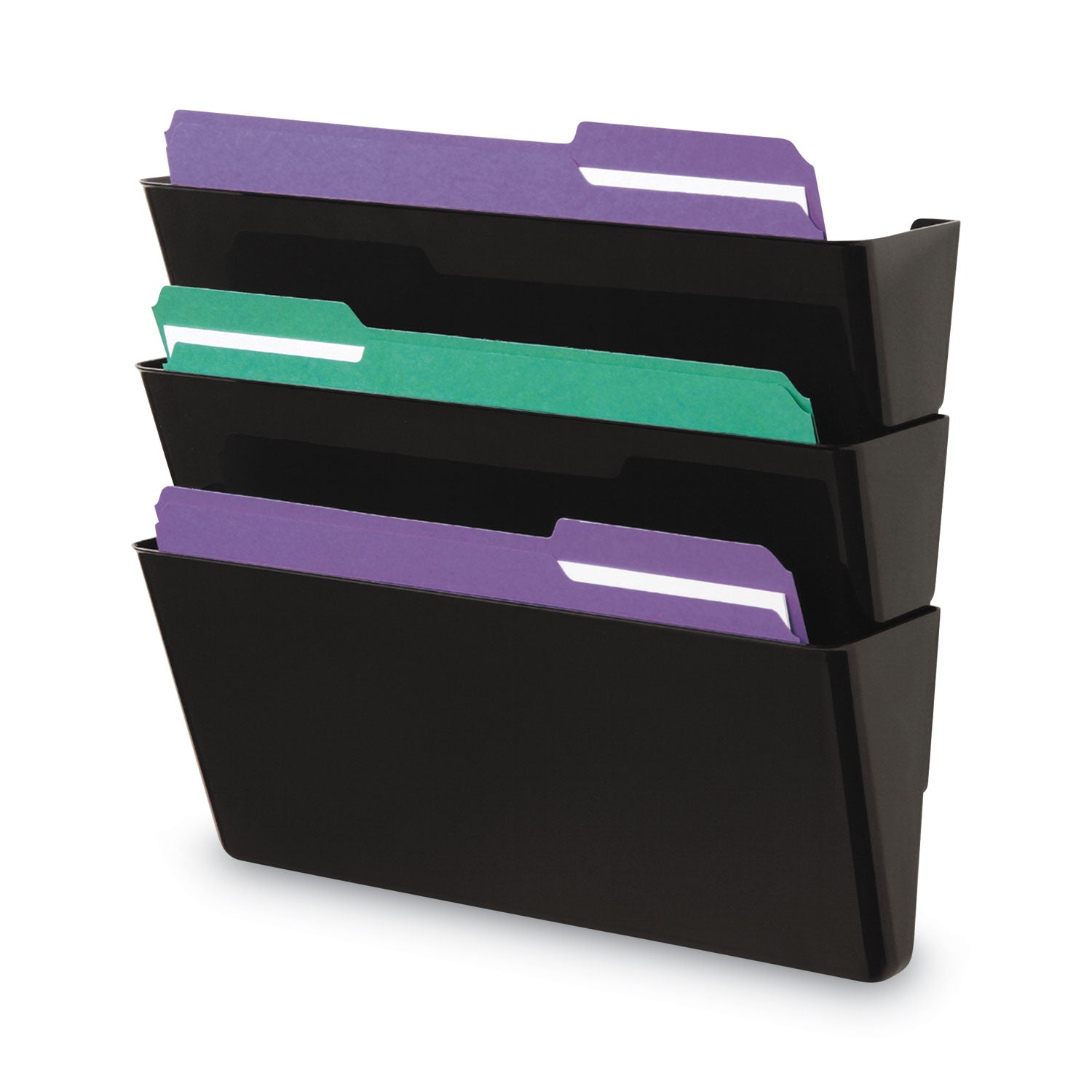 Universal® Wall File Pockets, 3 Sections, Letter Size,13" x 4.13" x 14.5", Black, 3/Pack