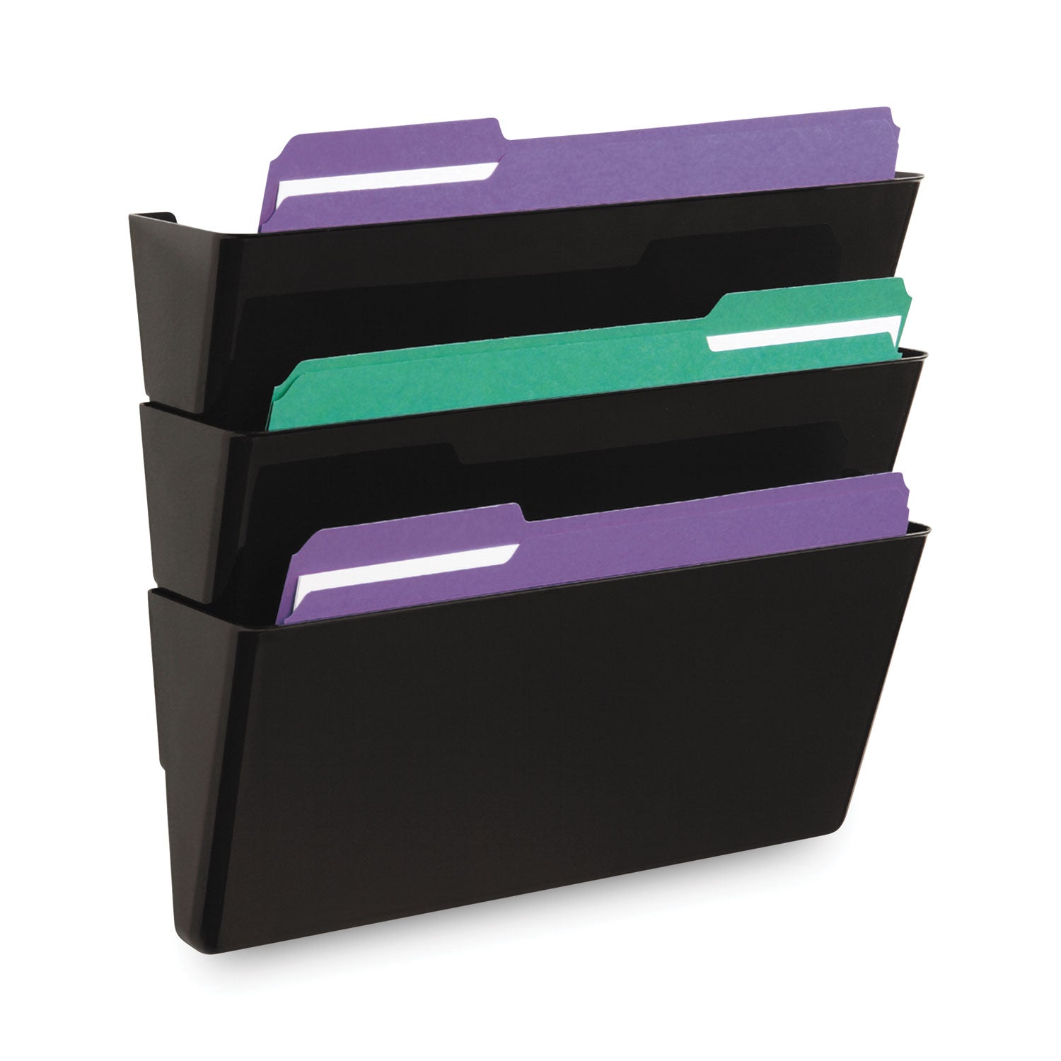 Universal® Wall File Pockets, 3 Sections, Letter Size,13" x 4.13" x 14.5", Black, 3/Pack