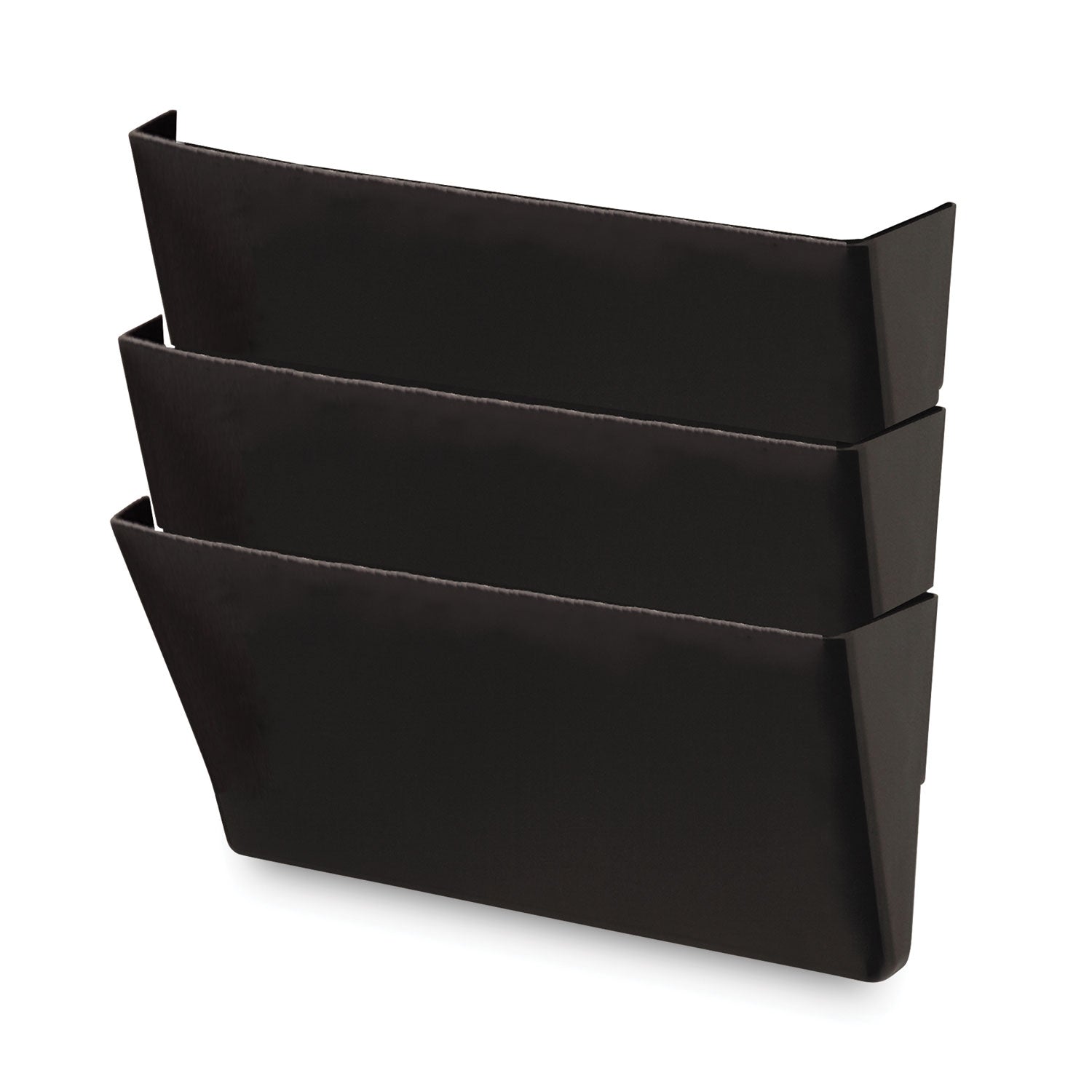 Universal® Wall File Pockets, 3 Sections, Letter Size,13" x 4.13" x 14.5", Black, 3/Pack