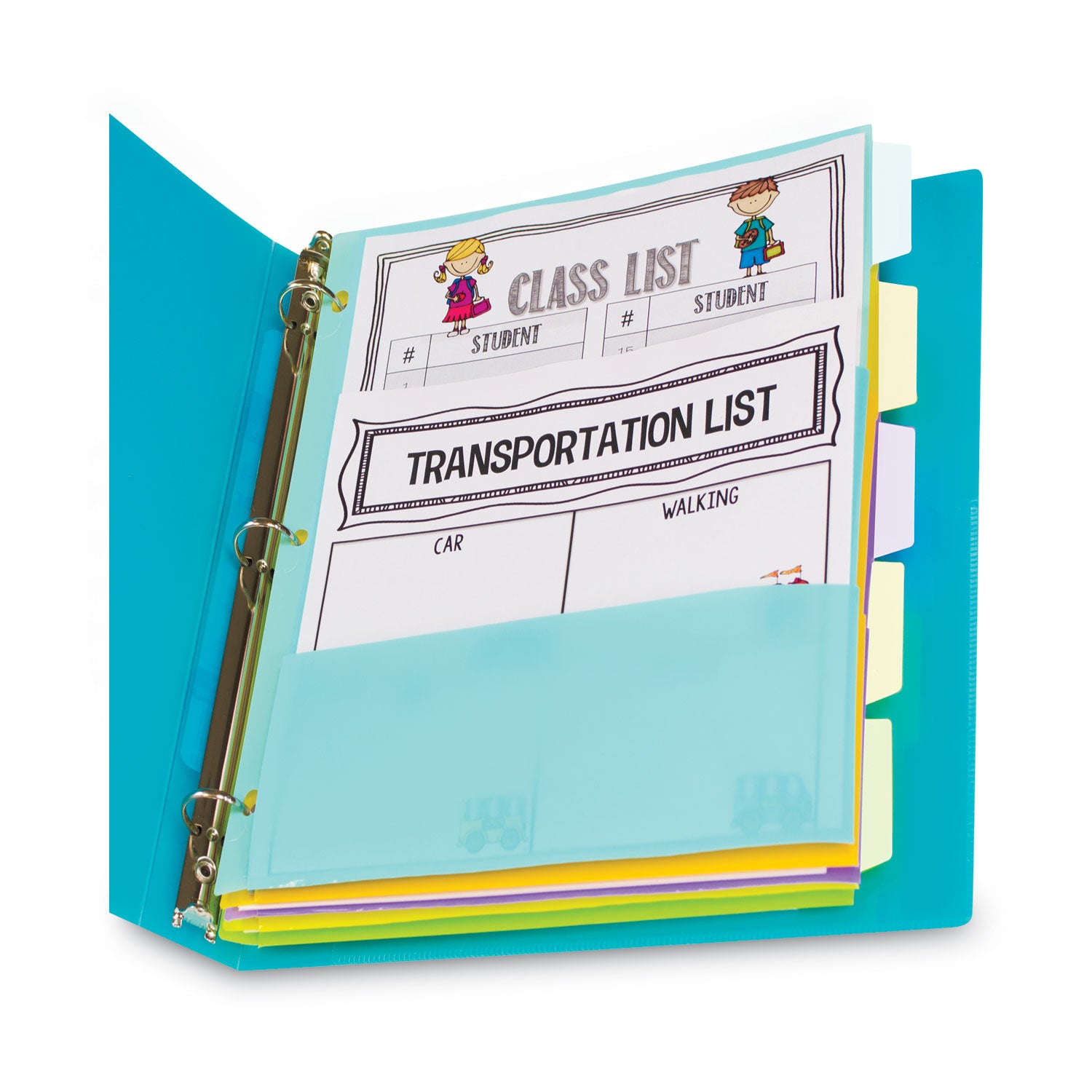 C-Line® Index Dividers with Multi-Pockets, 5-Tab, 11.5 x 10, Assorted, 1 Set