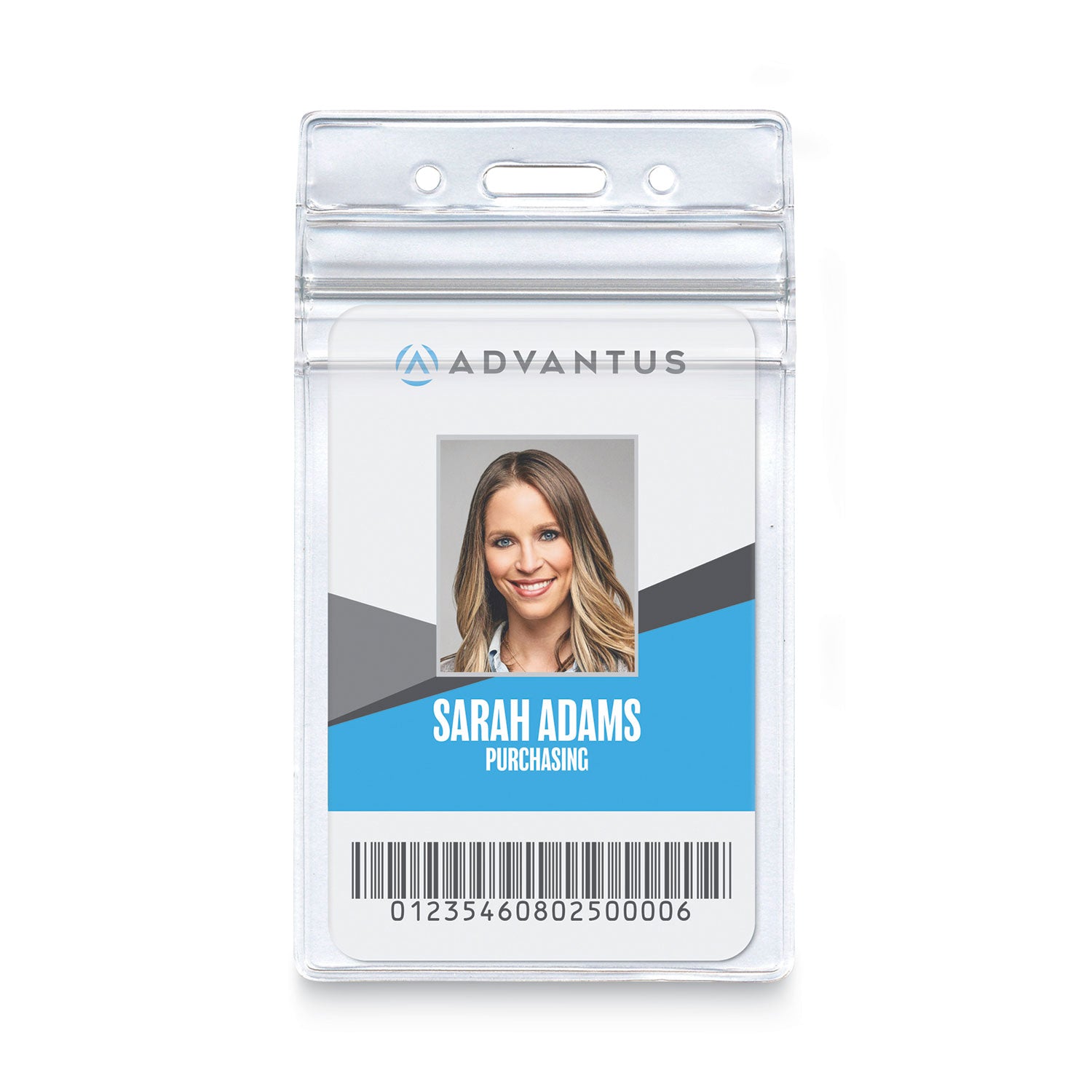 Advantus Resealable ID Badge Holders, Vertical Orientation, Transparent Frost 2.68" x 5" Holder, 2.38" x 3.75" Insert, 50/Pack