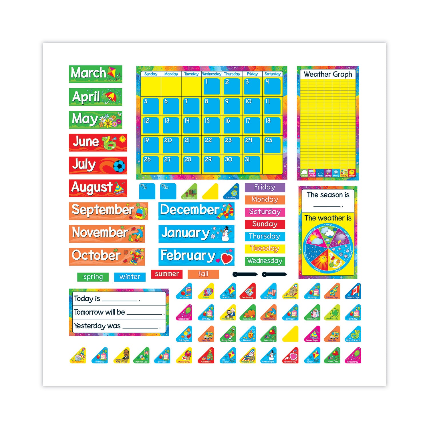 TREND® Year Around Calendar Bulletin Board Set, 22" x 17"