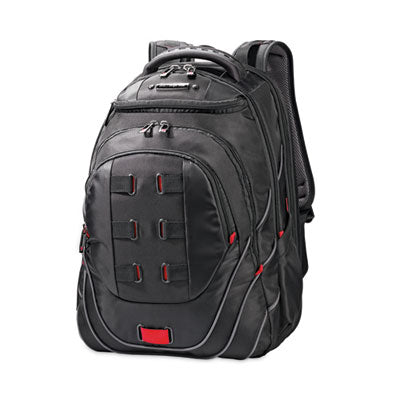 Tectonic PFT Backpack, Fits Devices Up to 17", Ballistic Nylon, 13 x 9 x 19, Black/Red Flipcost Flipcost