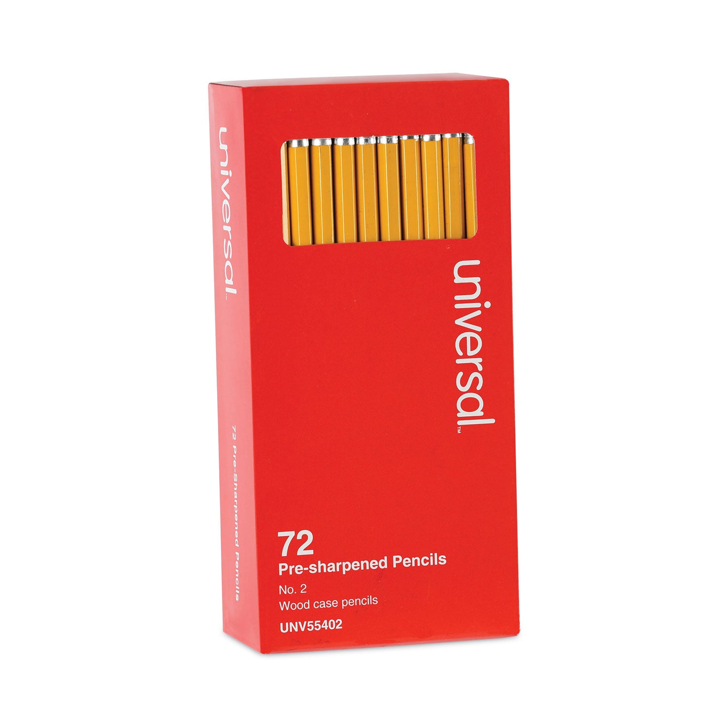 Universal™ #2 Pre-Sharpened Woodcase Pencil, HB (#2), Black Lead, Yellow Barrel, 72/Pack