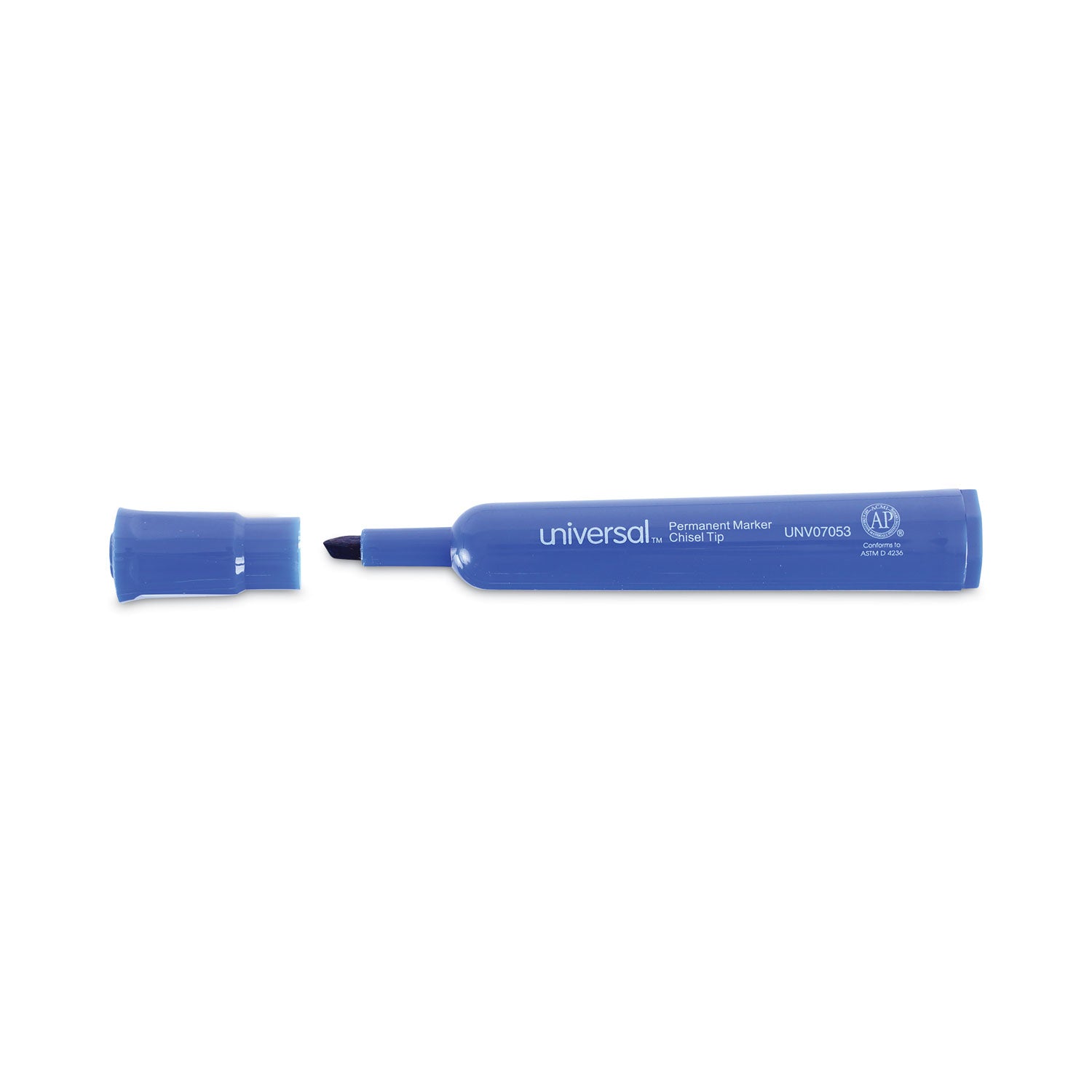 Universal™ Chisel Tip Permanent Marker, Broad Chisel Tip, Blue, Dozen