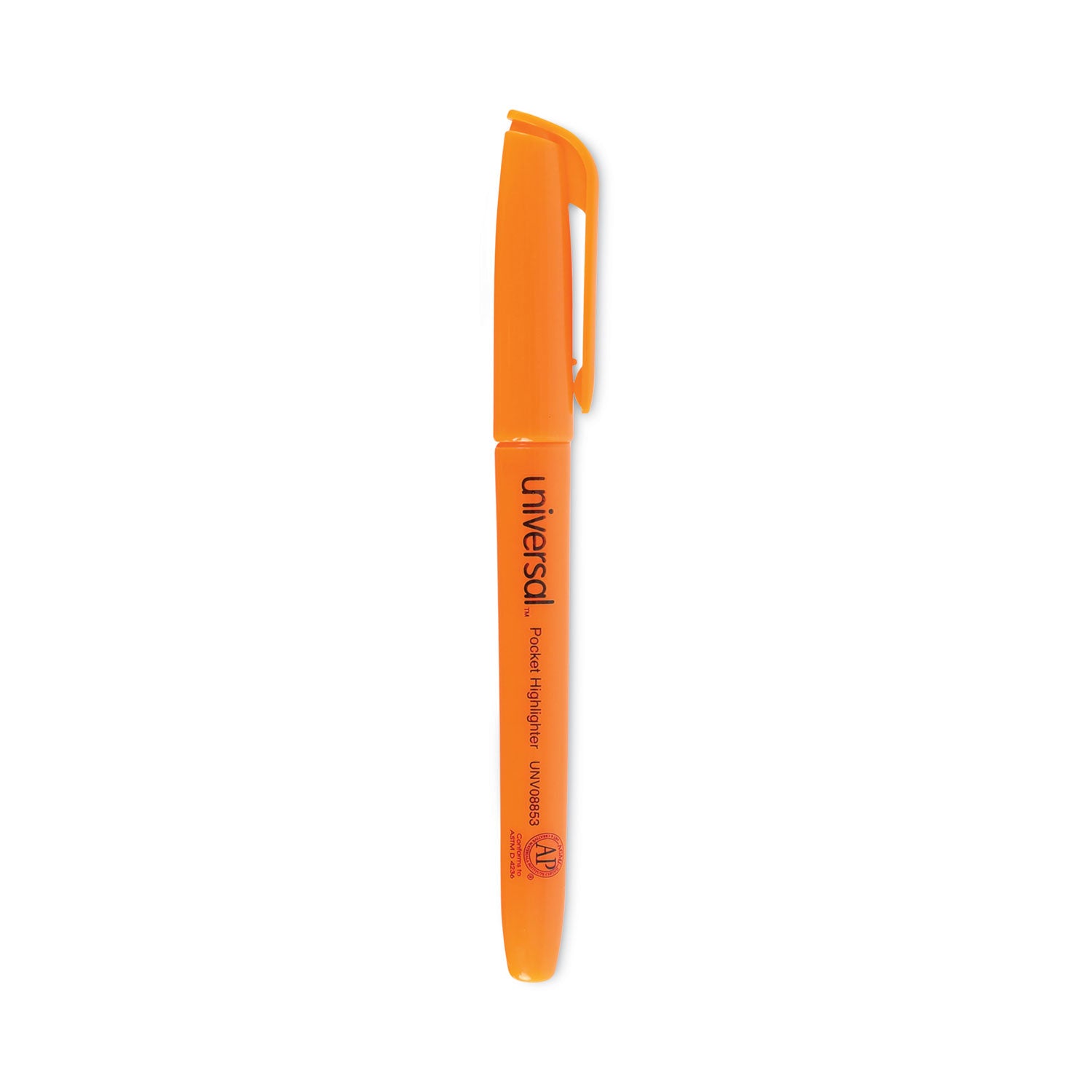 Pocket Highlighters, Fluorescent Orange Ink, Chisel Tip, Orange Barrel, Dozen