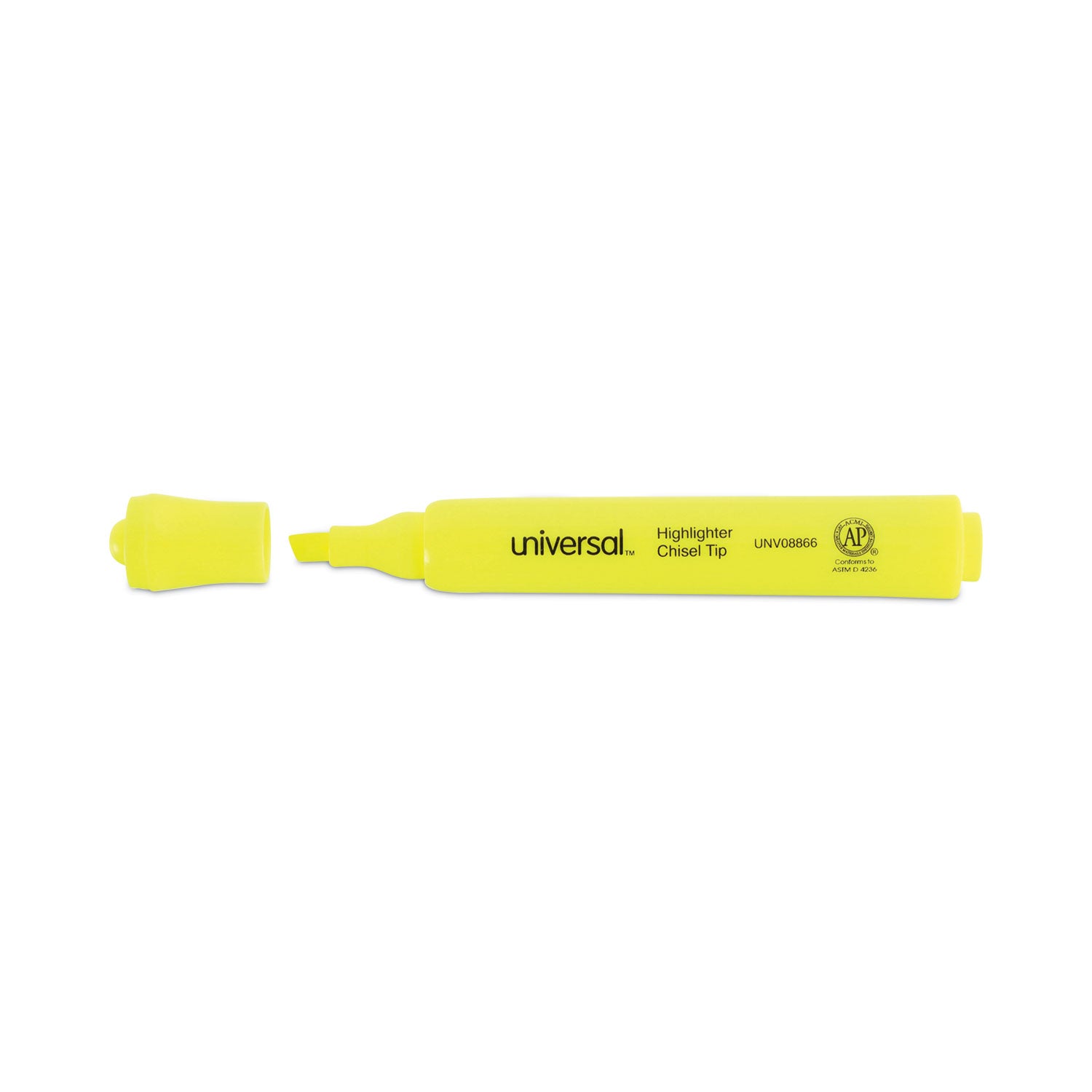 Universal™ Desk Highlighter Value Pack, Fluorescent Yellow Ink, Chisel Tip, Yellow Barrel, 36/Pack