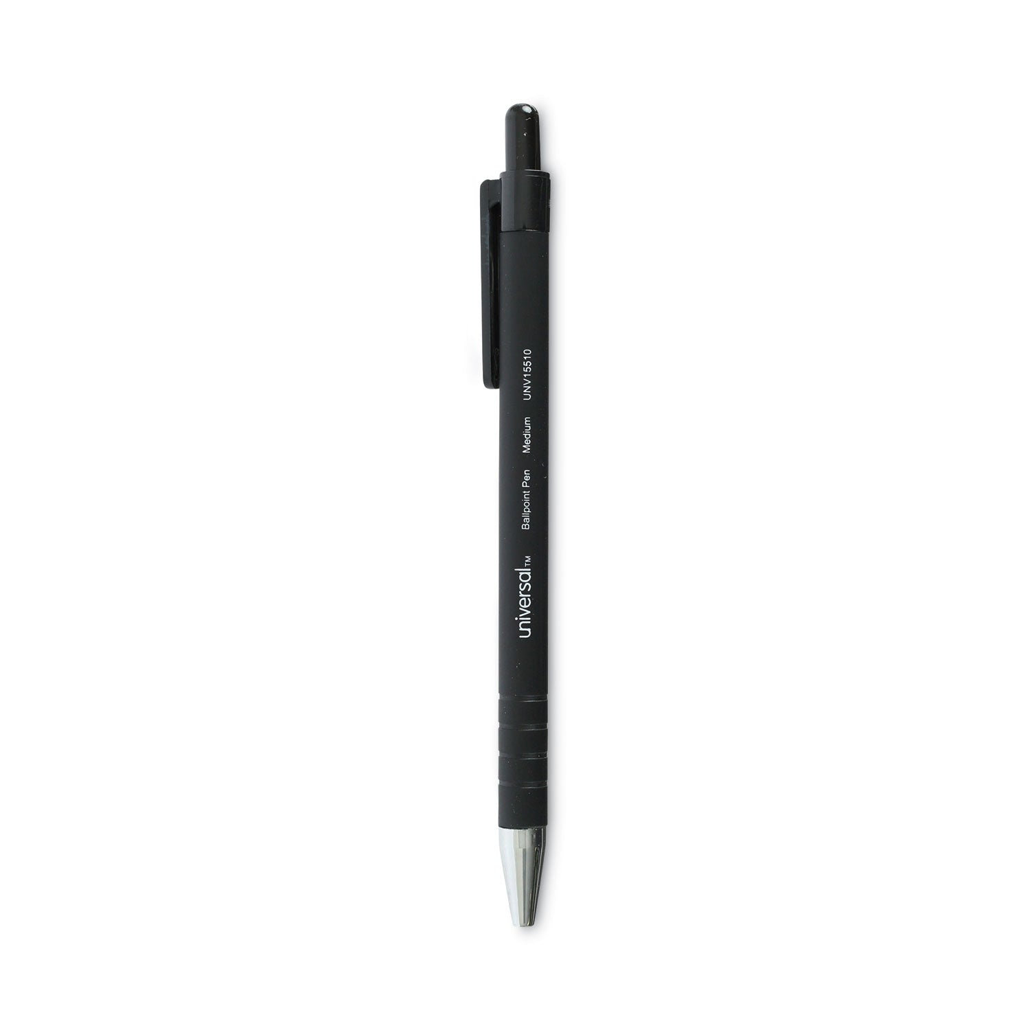 Ballpoint Pen, Retractable, Medium 1 mm, Black Ink, Black Barrel, Dozen