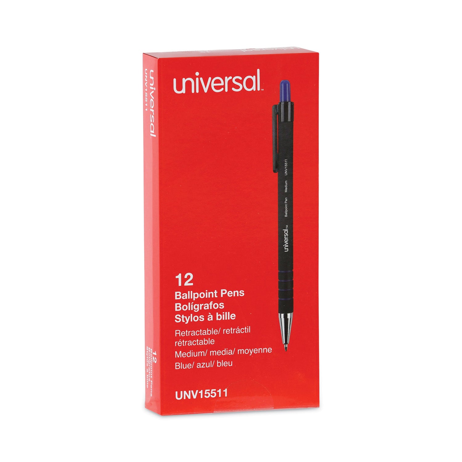 Universal™ Ballpoint Pen, Retractable, Medium 1 mm, Blue Ink, Blue Barrel, Dozen