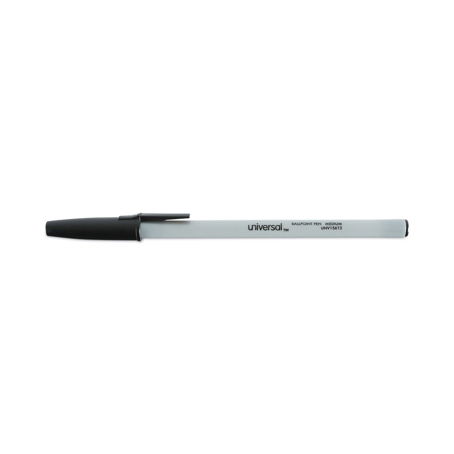 Universal™ Ballpoint Pen Value Pack, Stick, Medium 1 mm, Black Ink, Gray/Black Barrel, 60/Pack