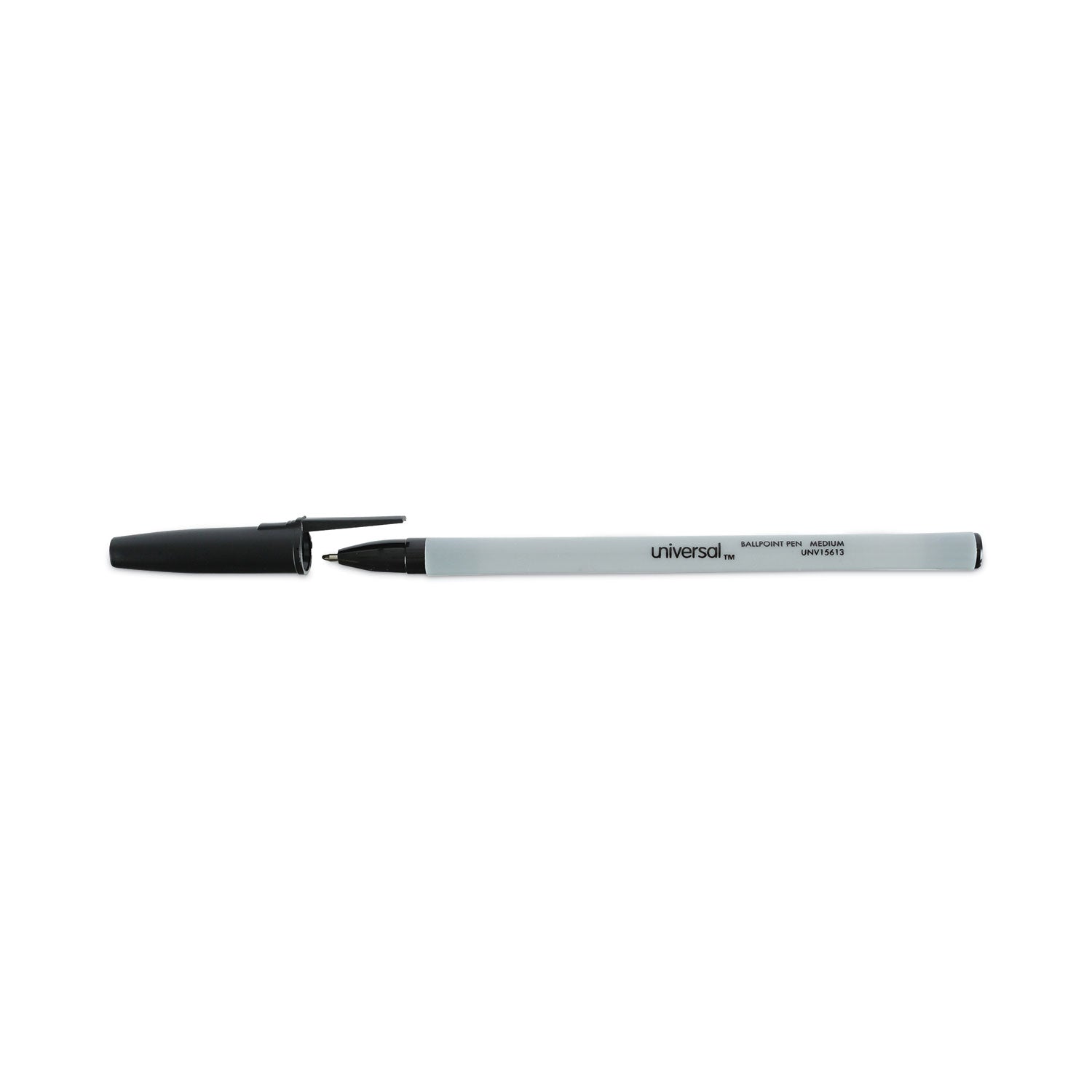 Universal™ Ballpoint Pen Value Pack, Stick, Medium 1 mm, Black Ink, Gray/Black Barrel, 60/Pack