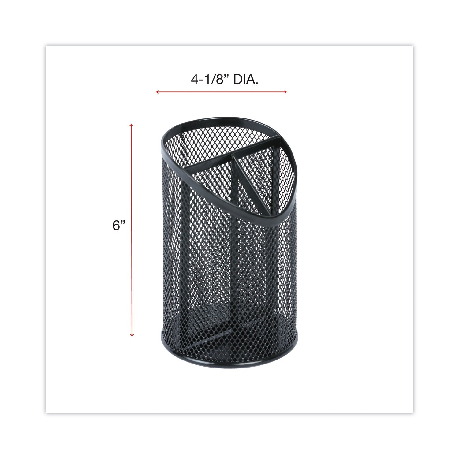 Universal® Metal Mesh 3-Compartment Pencil Cup, 4.13" Diameter x 6"h, Black