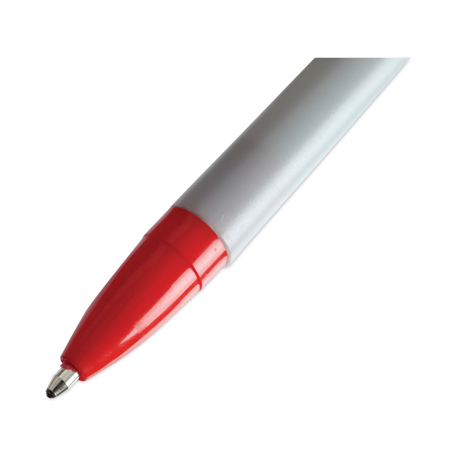 Universal™ Ballpoint Pen, Stick, Medium 1 mm, Red Ink, Gray/Red Barrel, Dozen